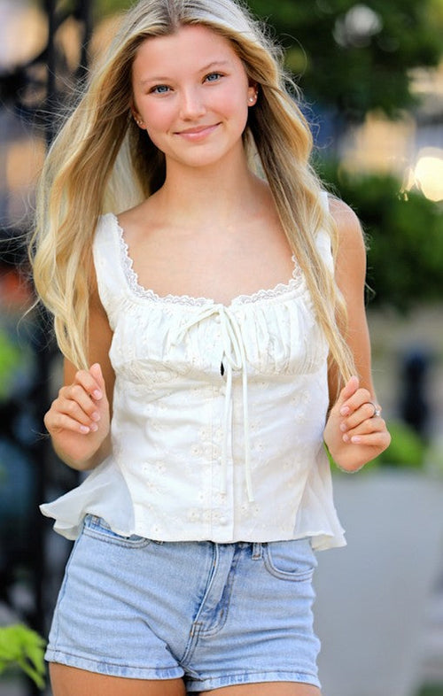 Button front tank top blouse