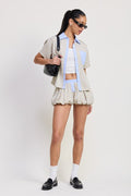 BUBBLE SLEEVE PLAD SHORTS