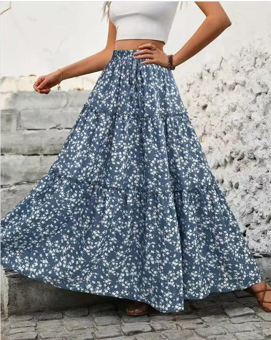 Floral tiered maxi skirt