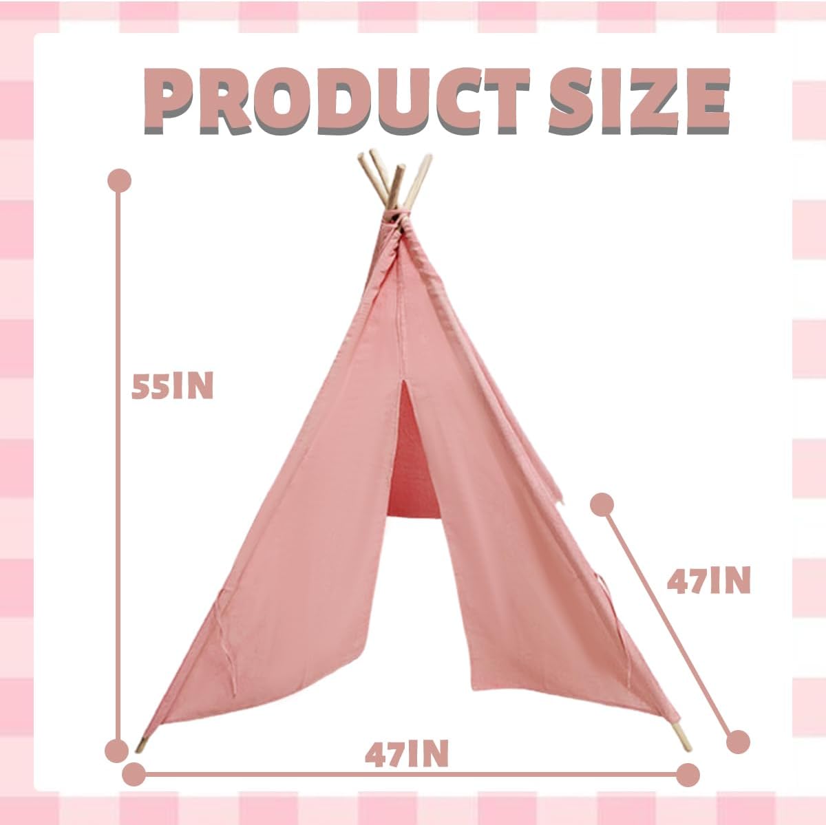 6Pcs Kids Teepees,Teepee Tents for Adults,Teepee Tent for Kids Slumber Party,Conical Indoor Tent,Washable Outdoor Play Tents,Foldable and Washable Suitable for Party Picnic Indoor Outdoor