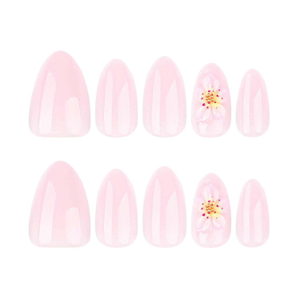 Summer French Press On Nails Short Almond, Cute Nude Pink Fake Nails with White French Tip & Brown Dot Detail, Glossy Gel Acrylic Stick On Nails, Perfect for Daily Wear & Gifts, New Packaging, 32PCS