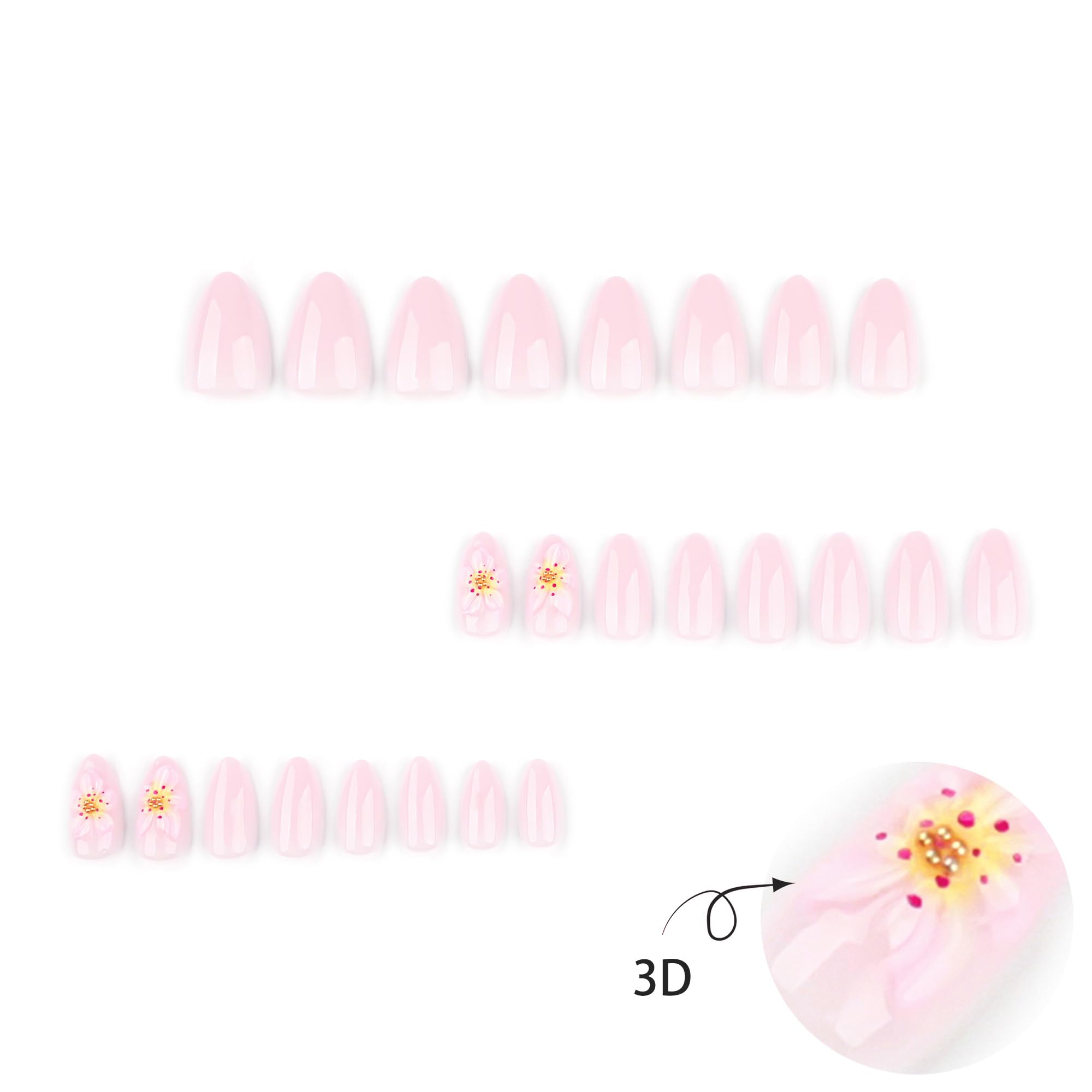 Summer French Press On Nails Short Almond, Cute Nude Pink Fake Nails with White French Tip & Brown Dot Detail, Glossy Gel Acrylic Stick On Nails, Perfect for Daily Wear & Gifts, New Packaging, 32PCS