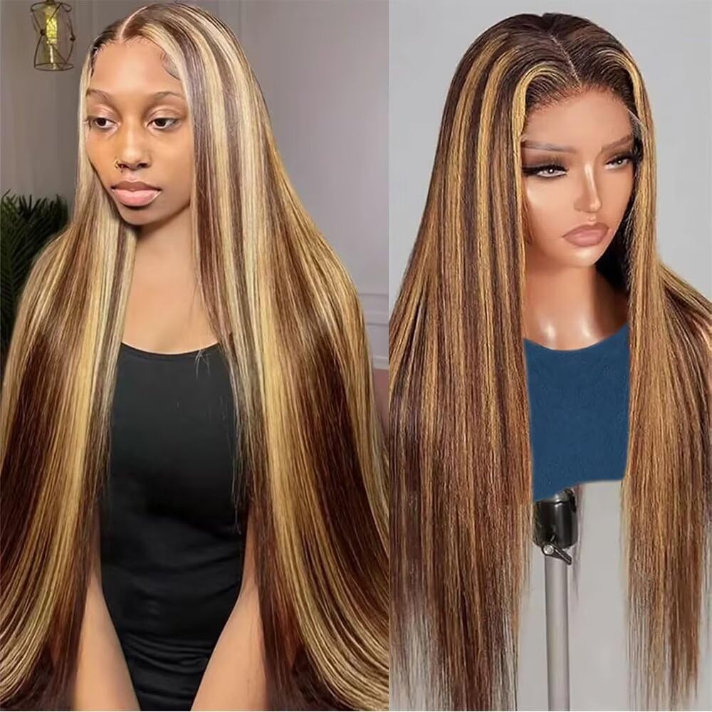 TTSMINS 13x6 Lace Front Wigs Human Hair for Women 180 Density HD Transparent 28 Inch Straight Lace Front Wigs Human Hair Pre Plucked Glueless Lace Frontal Wigs Natural Black Color