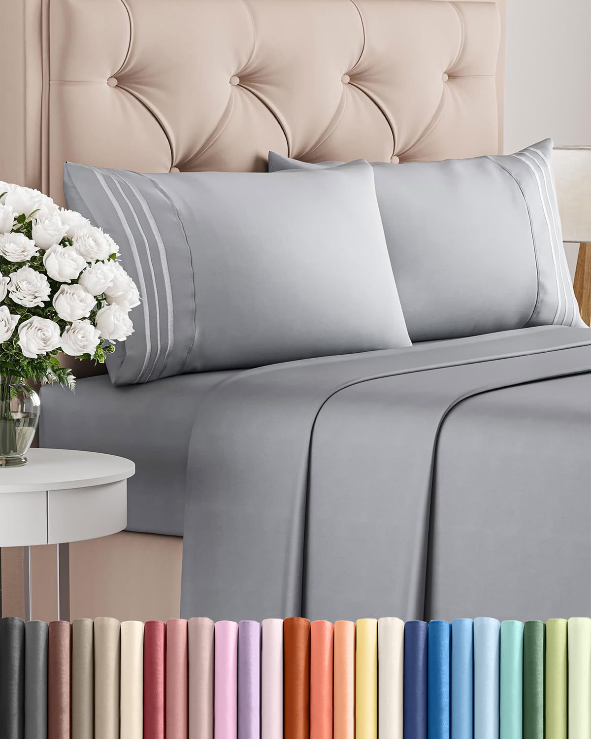 Queen Size 4 Piece Sheet Set - Comfy Breathable & Cooling Sheets - Hotel Luxury Bed Sheets for Women & Men - Deep Pockets, Easy-Fit, Extra Soft and Wrinkle Free Sheets - White Oeko-Tex Bed Sheet Set
