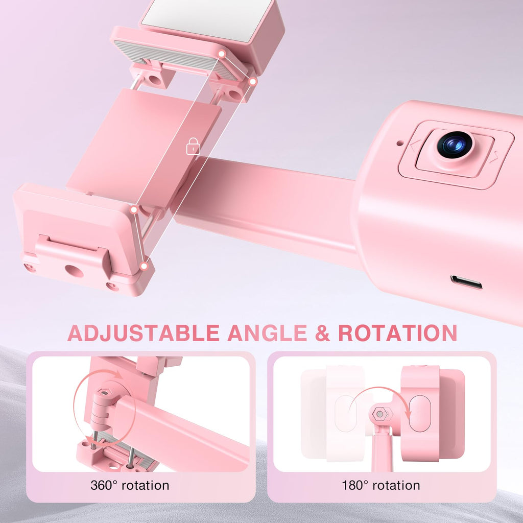 Auto Face Tracking Tripod 360° Rotating Cell Phone Photo and Video Kits Stand, No App, Camera Stand with Remote and Gesture Control, Rechargeable Smart Shooting Stand for Live Recording Tiktok（Black）