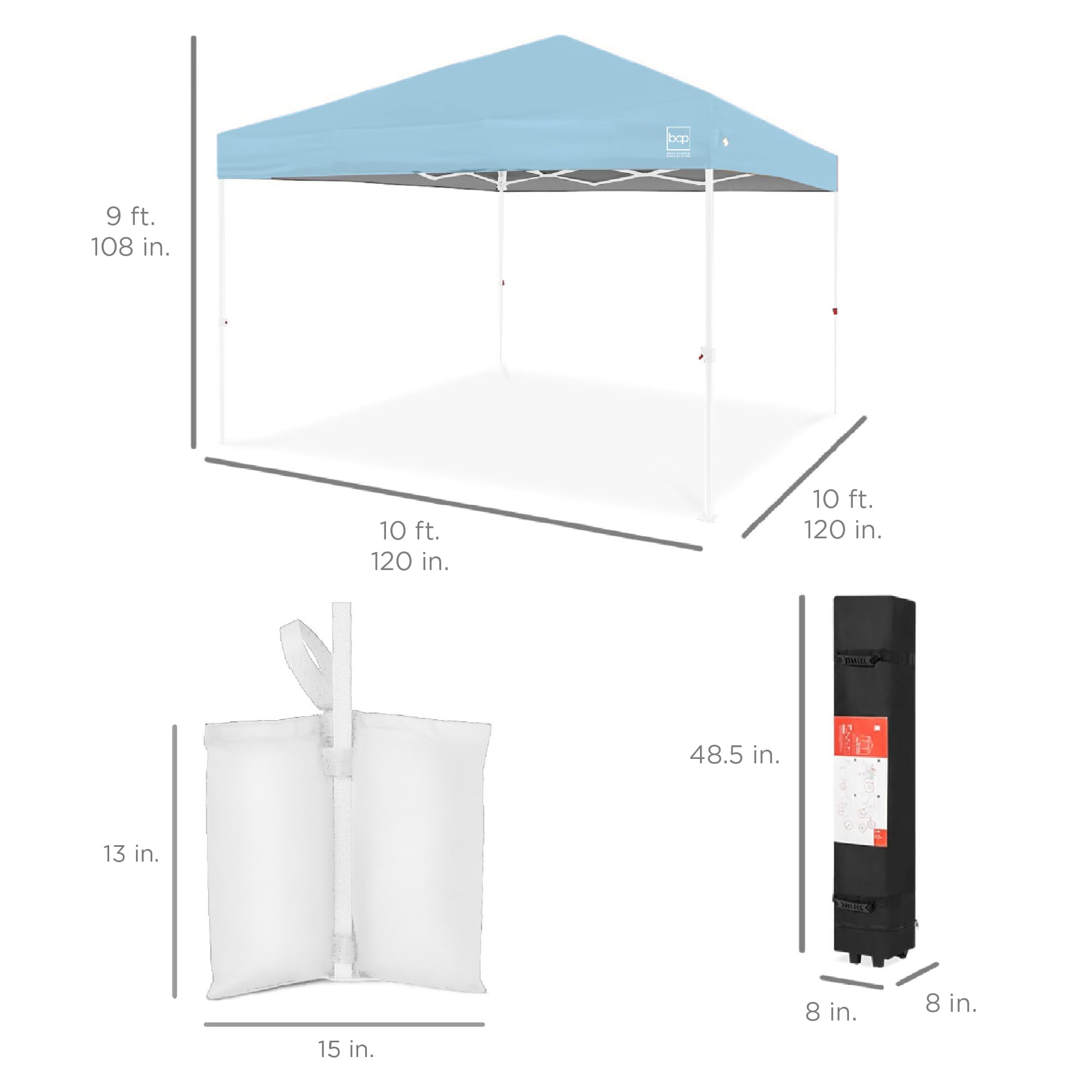 Best Choice Products 10x10ft Pop Up Canopy Tent with Sidewall, 1 Person 1 Minute Set Up, Carry Case, 4 Weight Bags - Pink/White