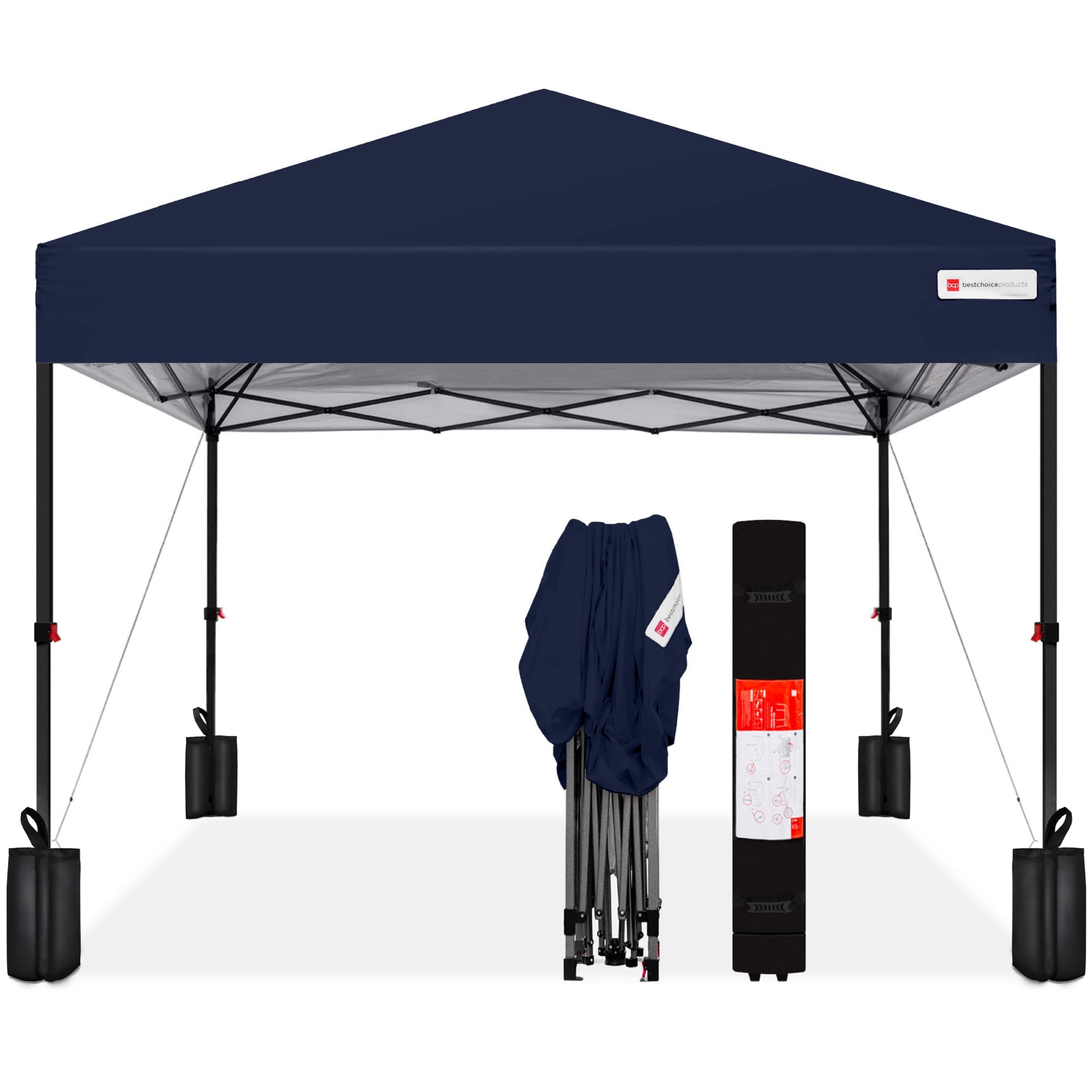 Best Choice Products 10x10ft Pop Up Canopy Tent with Sidewall, 1 Person 1 Minute Set Up, Carry Case, 4 Weight Bags - Pink/White