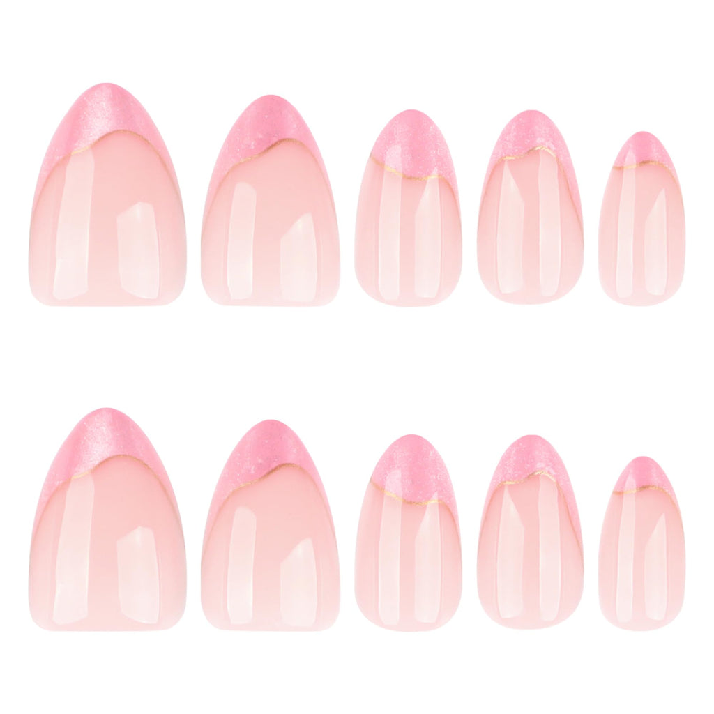 Summer French Press On Nails Short Almond, Cute Nude Pink Fake Nails with White French Tip & Brown Dot Detail, Glossy Gel Acrylic Stick On Nails, Perfect for Daily Wear & Gifts, New Packaging, 32PCS