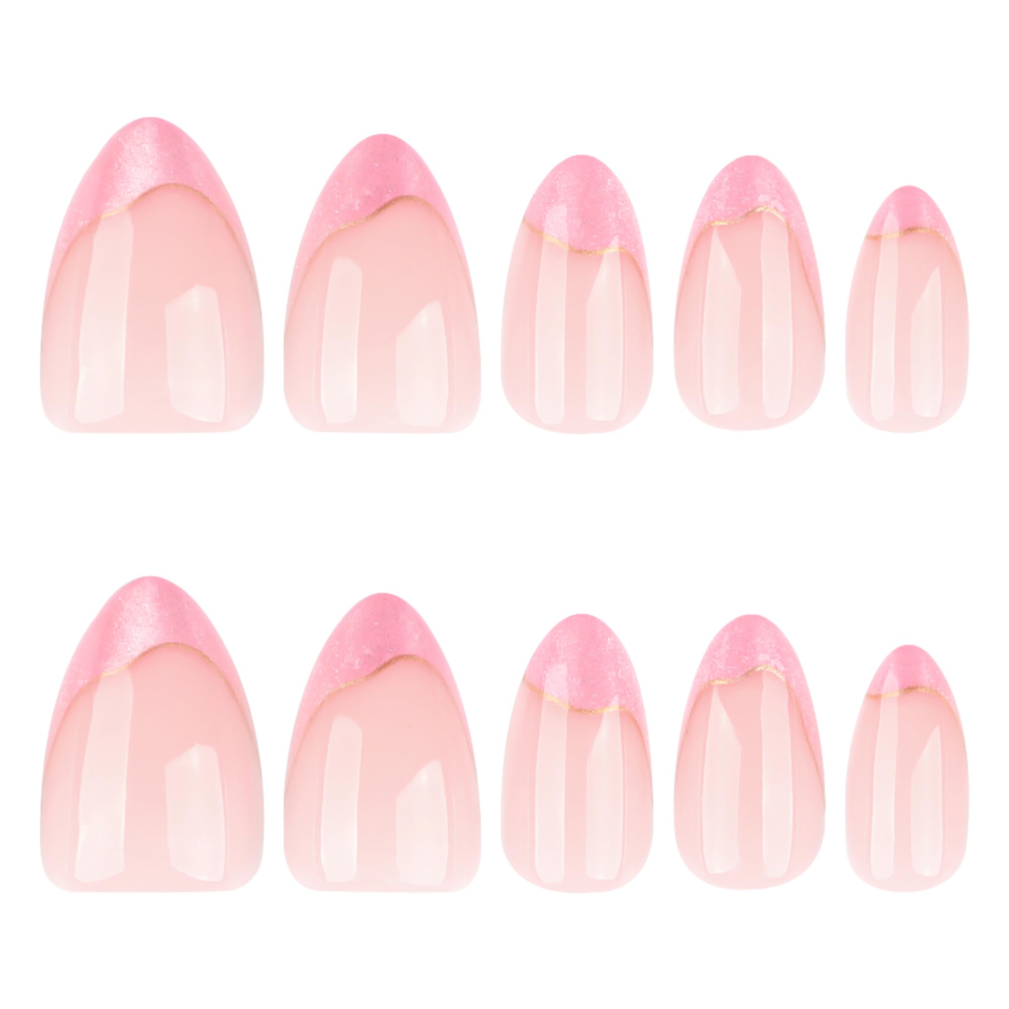 Summer French Press On Nails Short Almond, Cute Nude Pink Fake Nails with White French Tip & Brown Dot Detail, Glossy Gel Acrylic Stick On Nails, Perfect for Daily Wear & Gifts, New Packaging, 32PCS