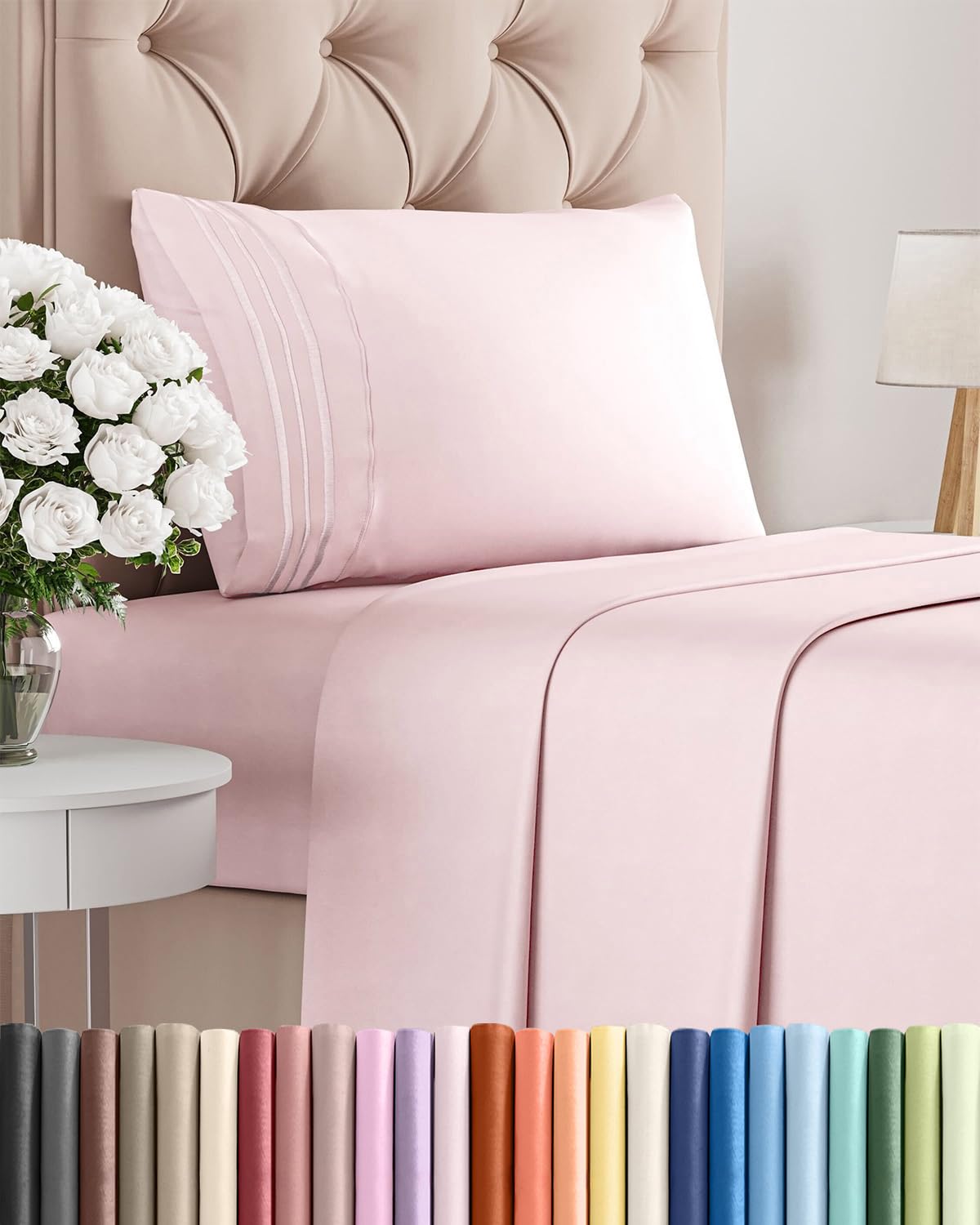 Queen Size 4 Piece Sheet Set - Comfy Breathable & Cooling Sheets - Hotel Luxury Bed Sheets for Women & Men - Deep Pockets, Easy-Fit, Extra Soft and Wrinkle Free Sheets - White Oeko-Tex Bed Sheet Set