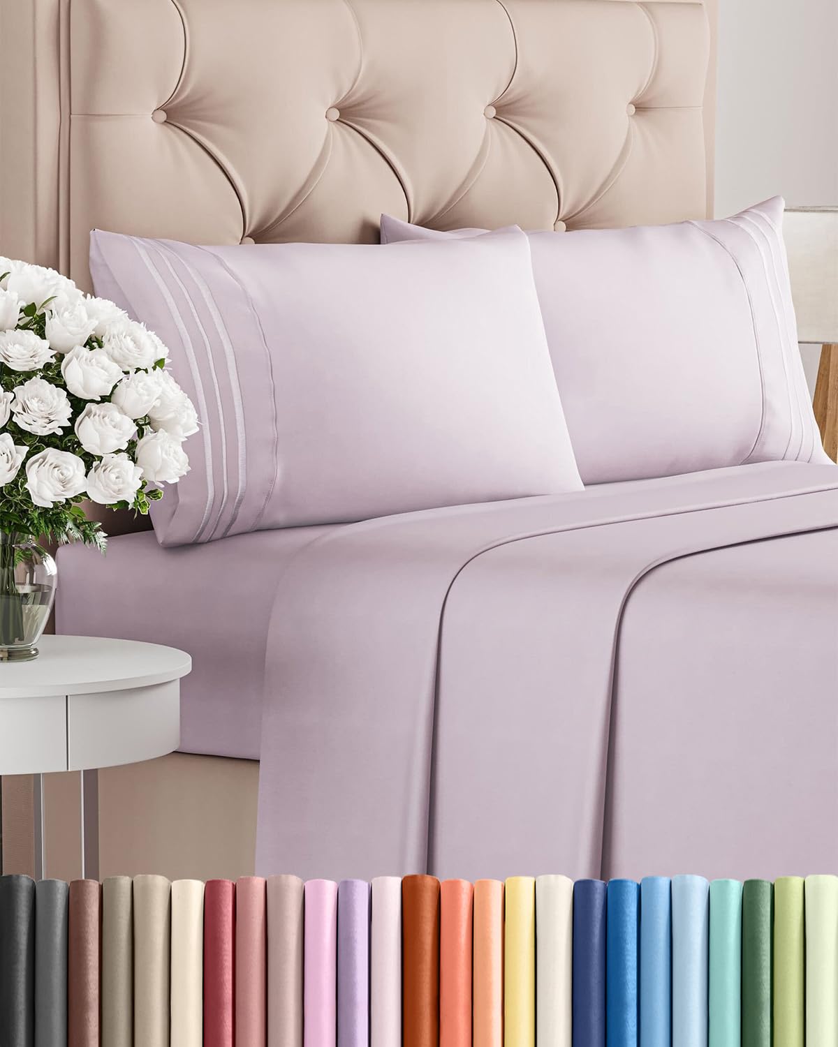 Queen Size 4 Piece Sheet Set - Comfy Breathable & Cooling Sheets - Hotel Luxury Bed Sheets for Women & Men - Deep Pockets, Easy-Fit, Extra Soft and Wrinkle Free Sheets - White Oeko-Tex Bed Sheet Set