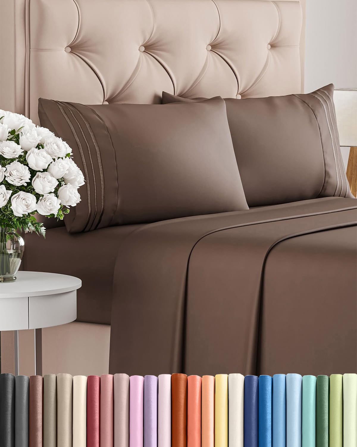Queen Size 4 Piece Sheet Set - Comfy Breathable & Cooling Sheets - Hotel Luxury Bed Sheets for Women & Men - Deep Pockets, Easy-Fit, Extra Soft and Wrinkle Free Sheets - White Oeko-Tex Bed Sheet Set