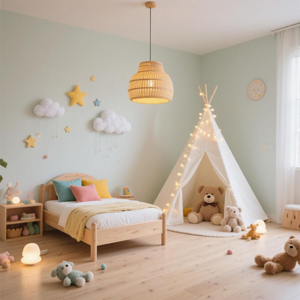 6 Pack Teepee Tent for Kids,Collapsible Kids Teepee Tent with 10 Ft String Lights,White Kid Teepee Boys Girls Indoor Outdoor Slumber Party Sleepover Party