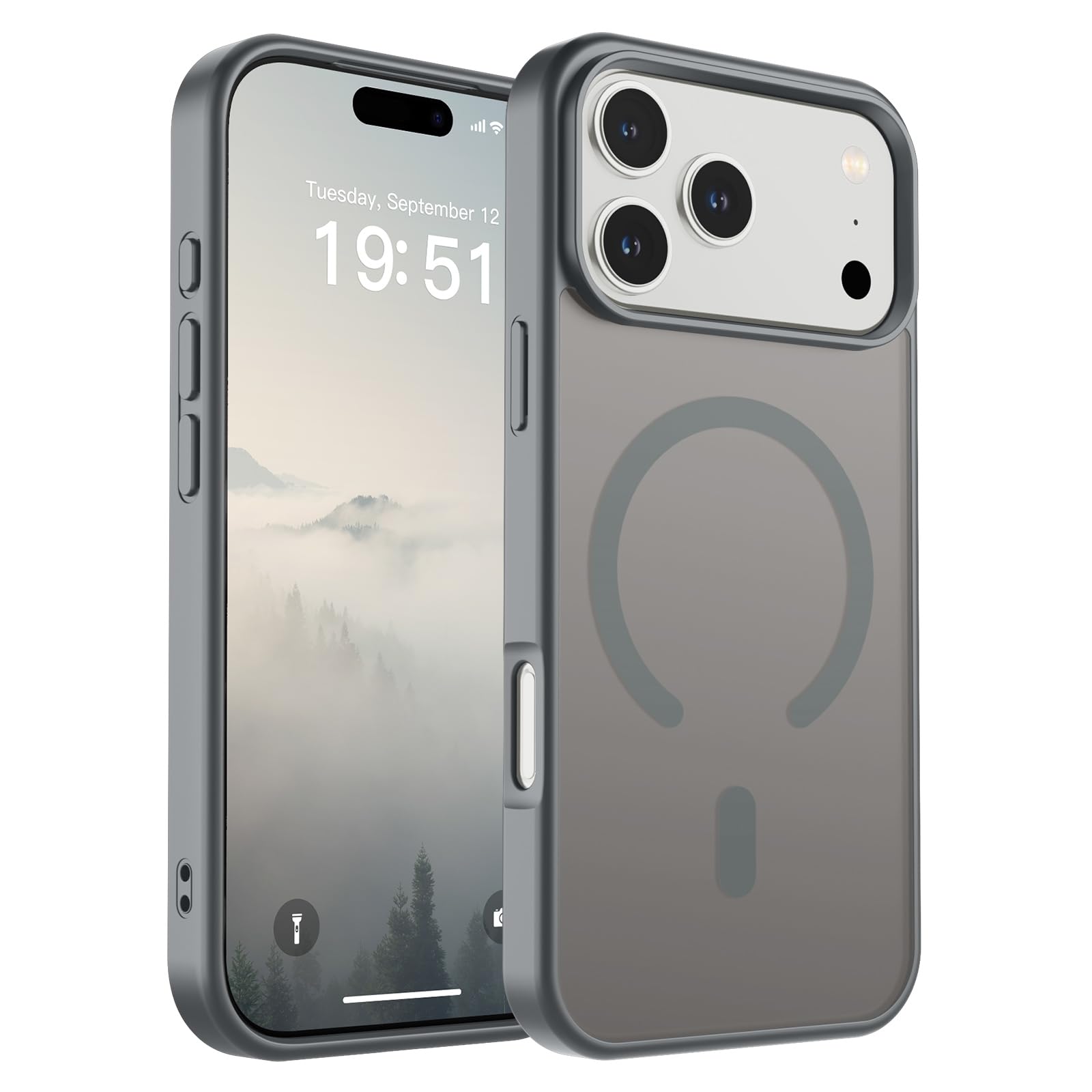 SUPFINE Magnetic for iPhone 17 Pro Max Case (Compatible with MagSafe)(Military Grade Drop Protection) Translucent Matte Shockproof with Anti-Fingerprint Phone Cover, Black