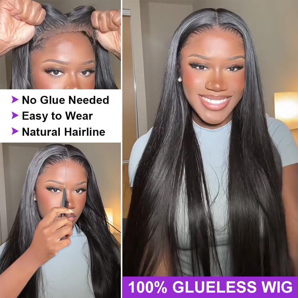TTSMINS 13x6 Lace Front Wigs Human Hair for Women 180 Density HD Transparent 28 Inch Straight Lace Front Wigs Human Hair Pre Plucked Glueless Lace Frontal Wigs Natural Black Color