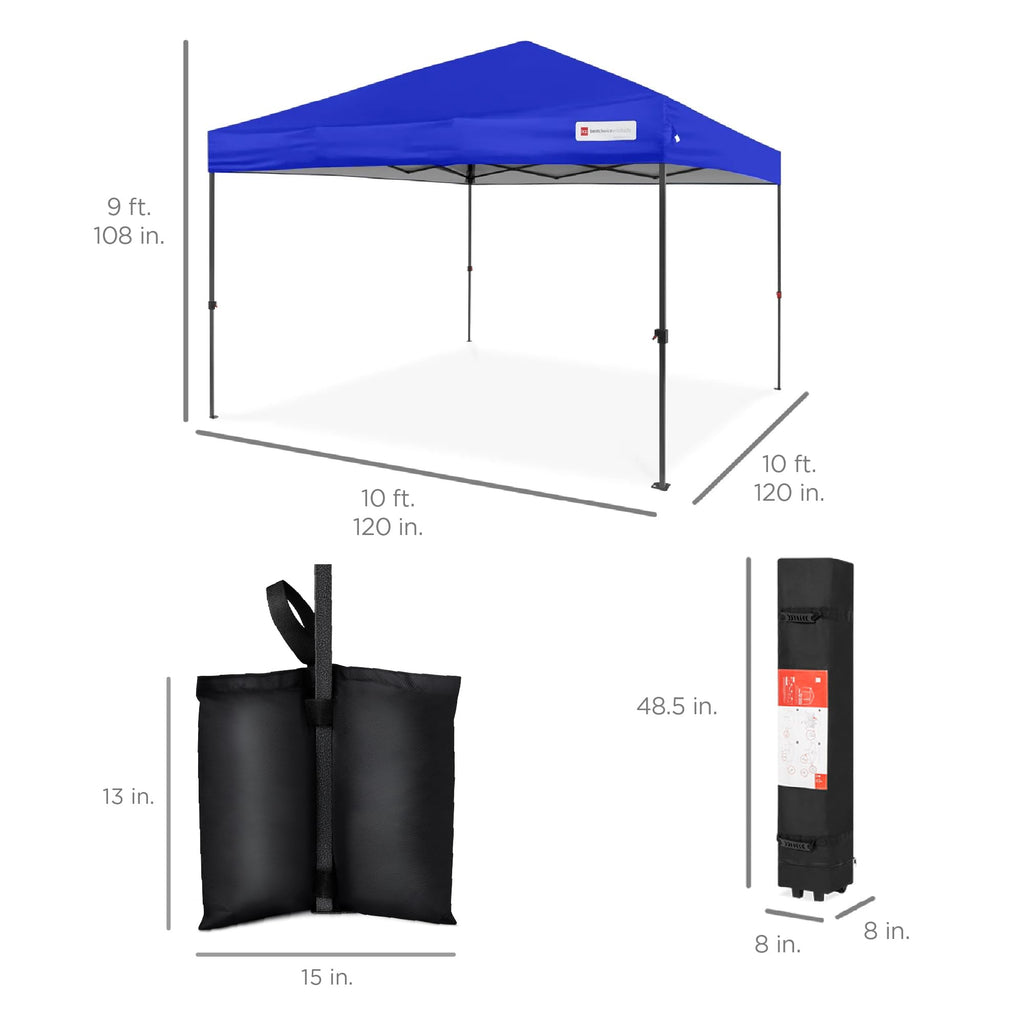 Best Choice Products 10x10ft Pop Up Canopy Tent with Sidewall, 1 Person 1 Minute Set Up, Carry Case, 4 Weight Bags - Pink/White