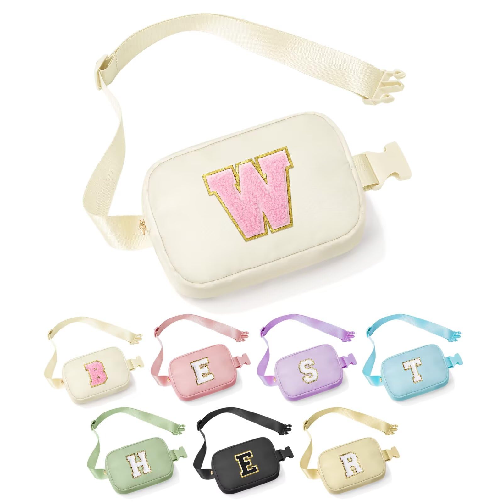 YOOLIFE Sisters Gifts - Pink Initial Crossbody Bag Belt Bag for Sister