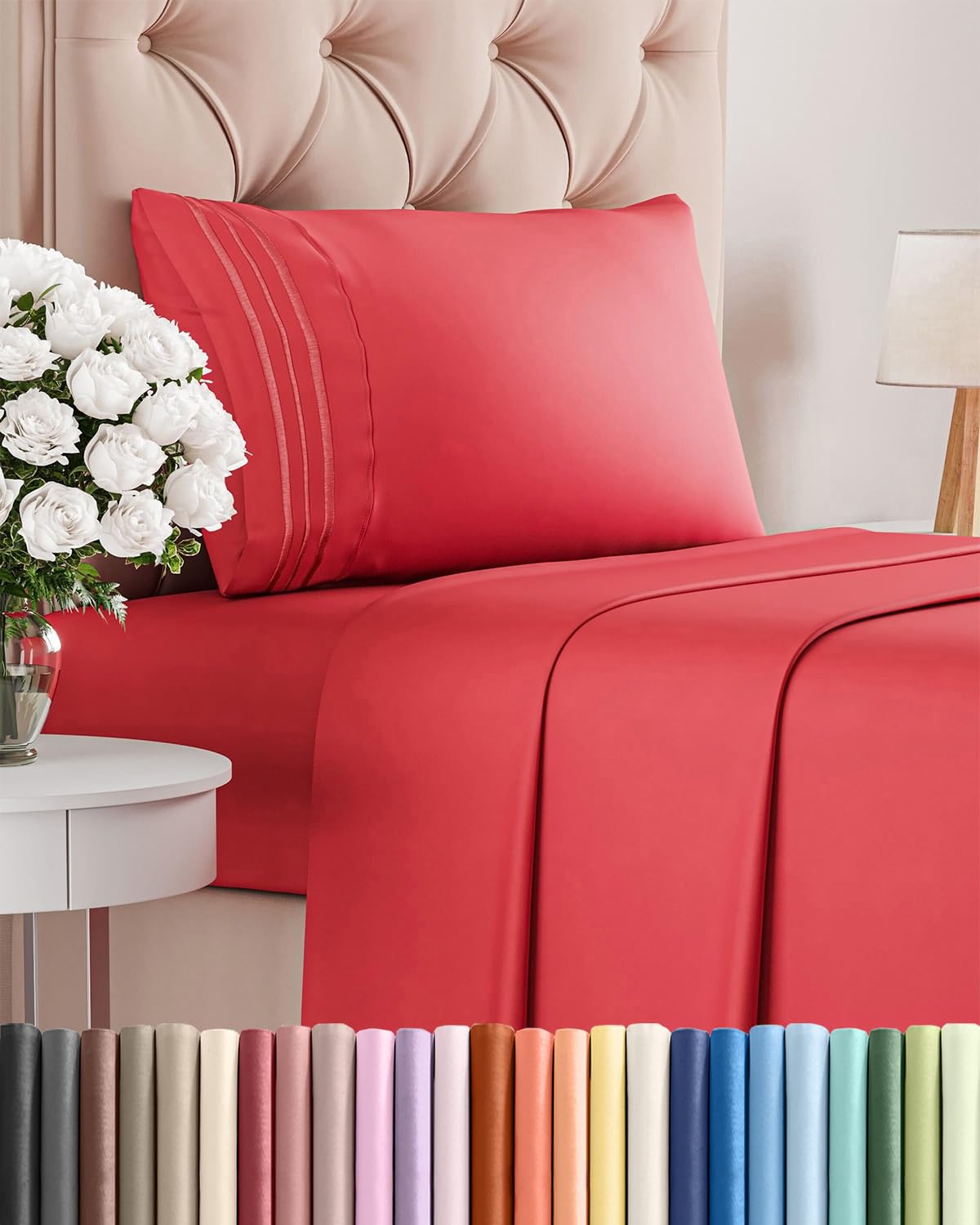 Queen Size 4 Piece Sheet Set - Comfy Breathable & Cooling Sheets - Hotel Luxury Bed Sheets for Women & Men - Deep Pockets, Easy-Fit, Extra Soft and Wrinkle Free Sheets - White Oeko-Tex Bed Sheet Set