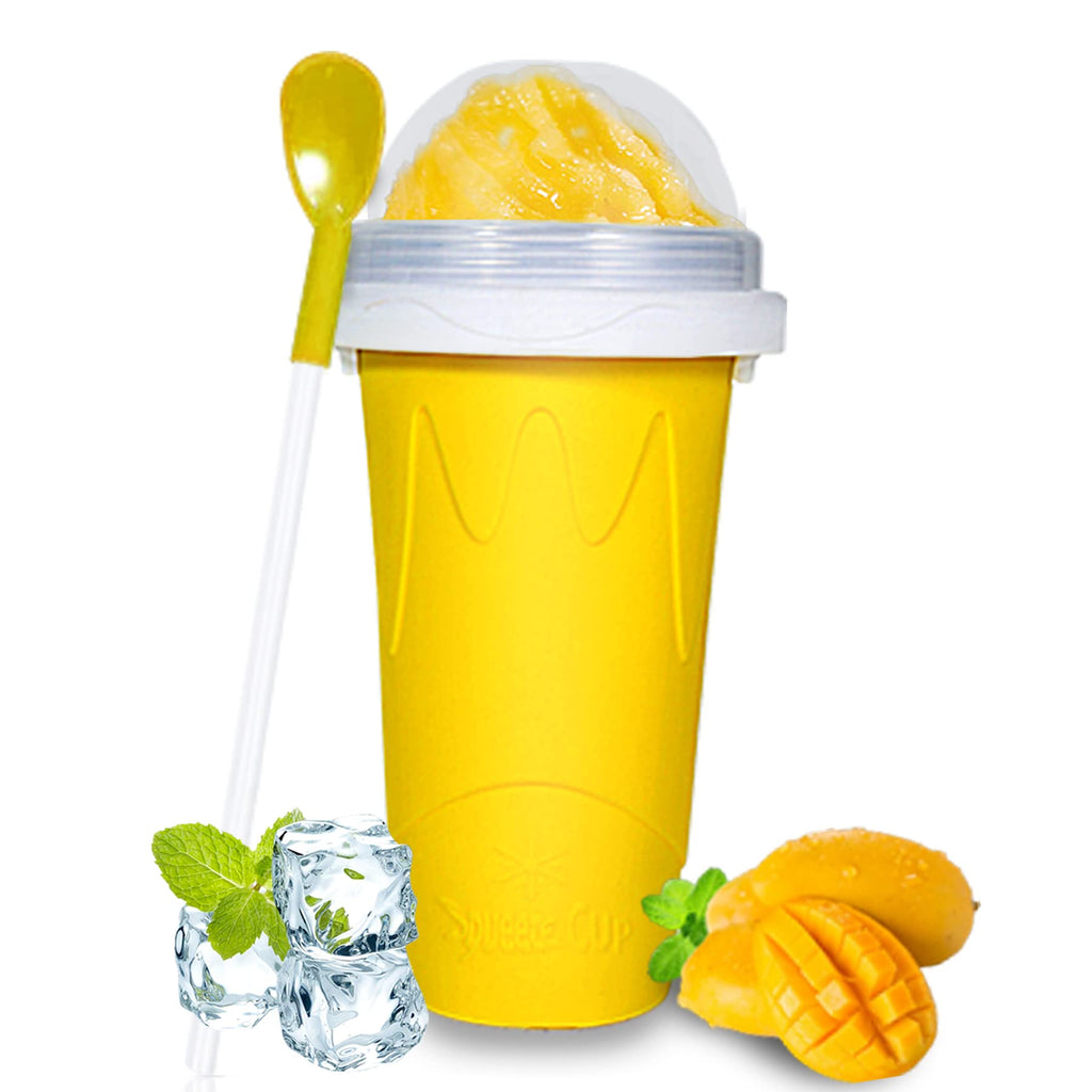 Color Land Slushy Cup, TIK TOK Slushie Maker Cup Frozen Magic Squeeze Cup, Ice Cream Maker Cup, Cool Stuff Trending Tiktok Items Homemade DIY Cool Gadgets with Lid & Straw (PINK)