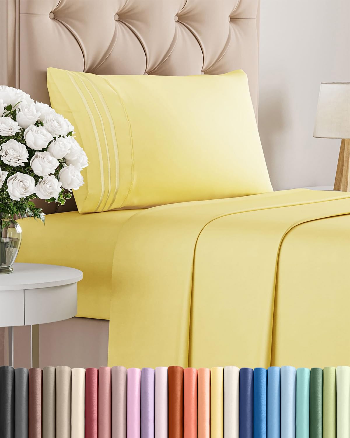 Queen Size 4 Piece Sheet Set - Comfy Breathable & Cooling Sheets - Hotel Luxury Bed Sheets for Women & Men - Deep Pockets, Easy-Fit, Extra Soft and Wrinkle Free Sheets - White Oeko-Tex Bed Sheet Set
