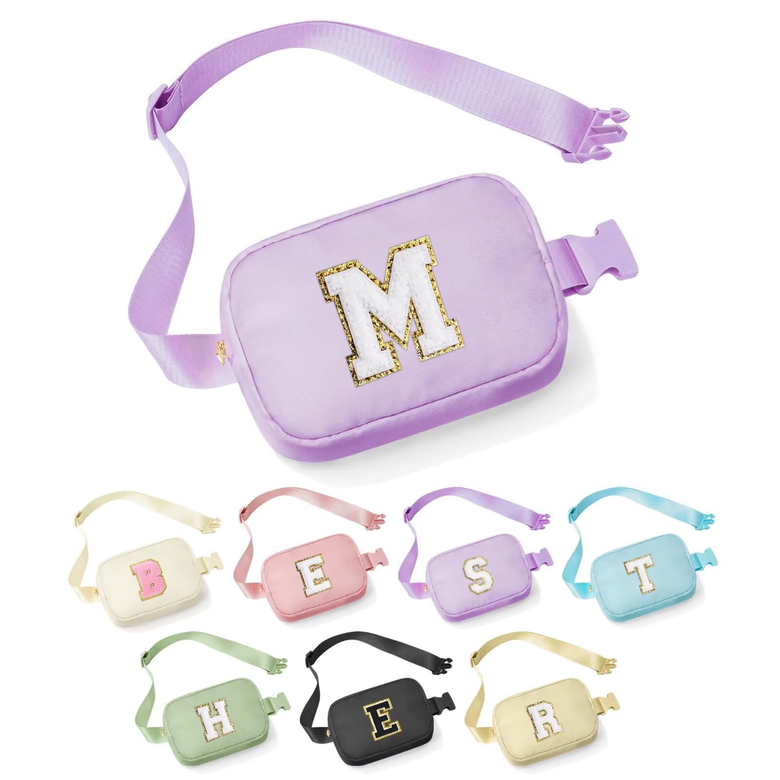 YOOLIFE Sisters Gifts - Pink Initial Crossbody Bag Belt Bag for Sister