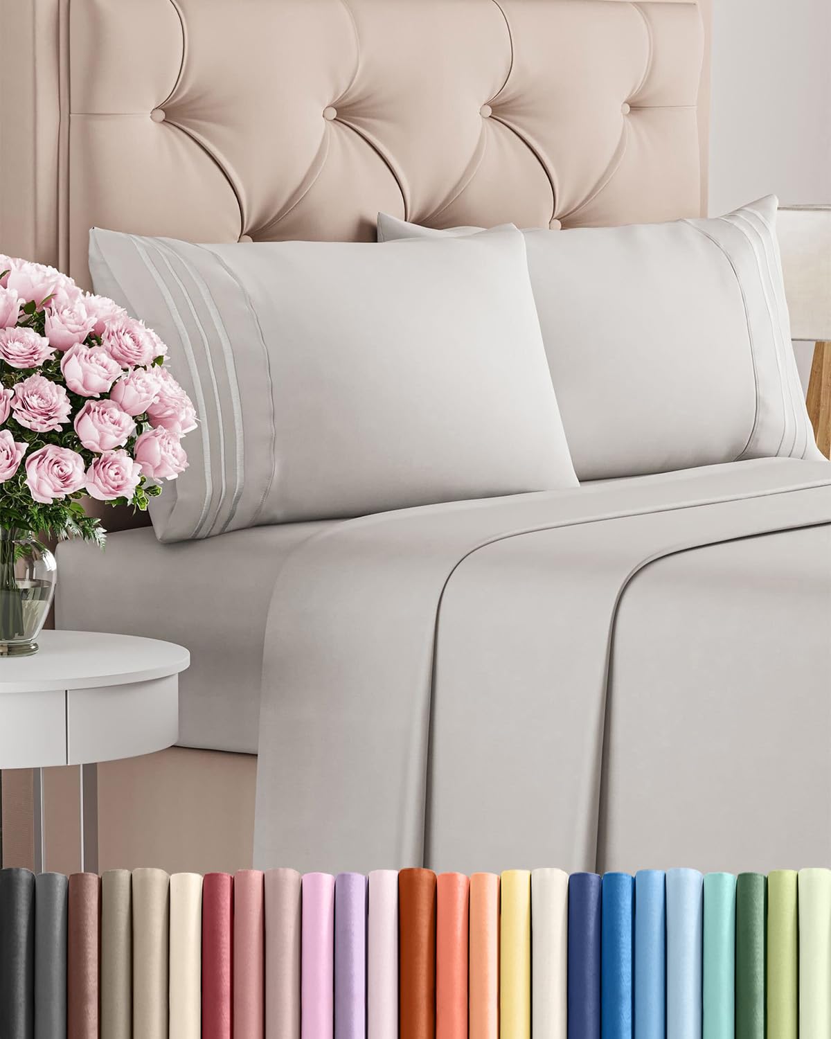 Queen Size 4 Piece Sheet Set - Comfy Breathable & Cooling Sheets - Hotel Luxury Bed Sheets for Women & Men - Deep Pockets, Easy-Fit, Extra Soft and Wrinkle Free Sheets - White Oeko-Tex Bed Sheet Set