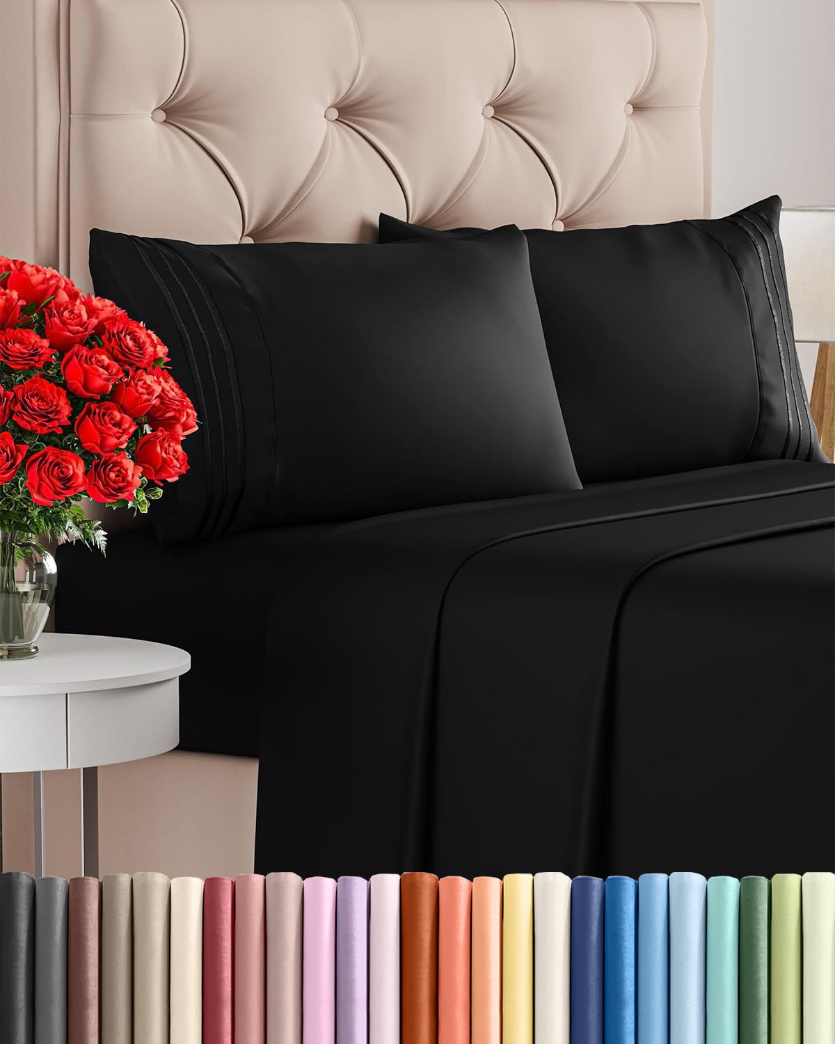 Queen Size 4 Piece Sheet Set - Comfy Breathable & Cooling Sheets - Hotel Luxury Bed Sheets for Women & Men - Deep Pockets, Easy-Fit, Extra Soft and Wrinkle Free Sheets - White Oeko-Tex Bed Sheet Set
