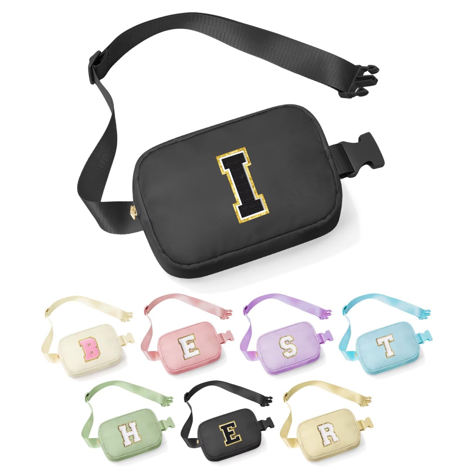 YOOLIFE Sisters Gifts - Pink Initial Crossbody Bag Belt Bag for Sister