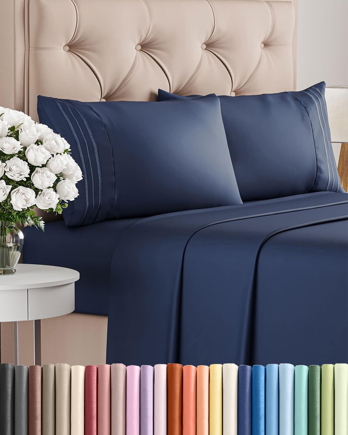 Queen Size 4 Piece Sheet Set - Comfy Breathable & Cooling Sheets - Hotel Luxury Bed Sheets for Women & Men - Deep Pockets, Easy-Fit, Extra Soft and Wrinkle Free Sheets - White Oeko-Tex Bed Sheet Set