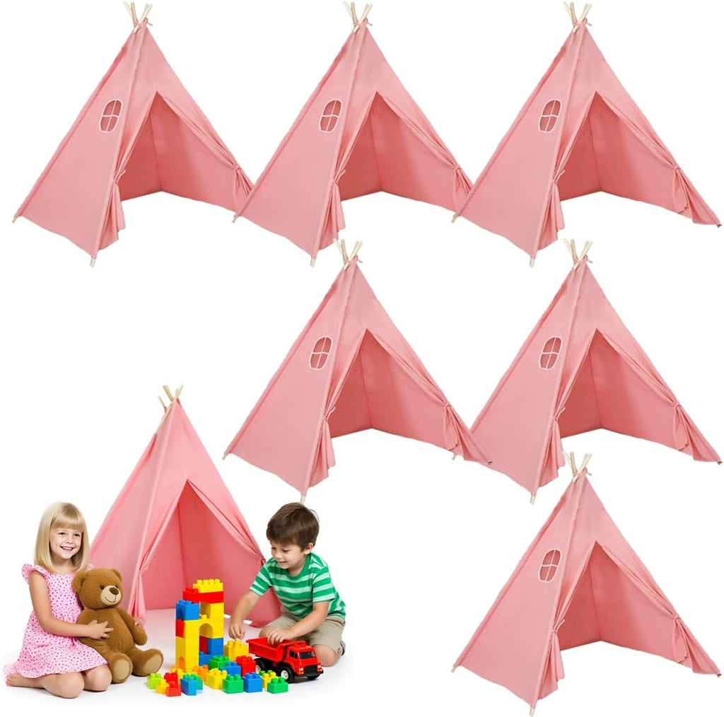 6Pcs Kids Teepees,Teepee Tents for Adults,Teepee Tent for Kids Slumber Party,Conical Indoor Tent,Washable Outdoor Play Tents,Foldable and Washable Suitable for Party Picnic Indoor Outdoor