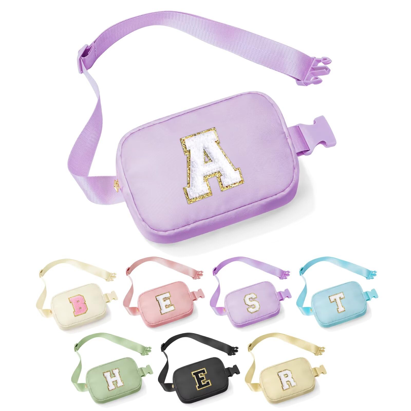 YOOLIFE Sisters Gifts - Pink Initial Crossbody Bag Belt Bag for Sister