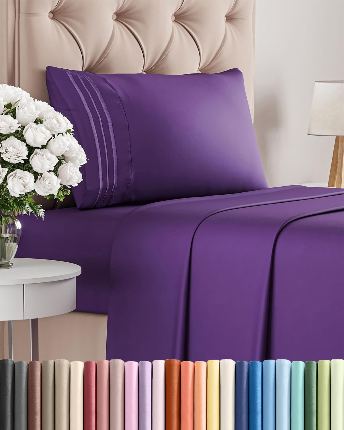Queen Size 4 Piece Sheet Set - Comfy Breathable & Cooling Sheets - Hotel Luxury Bed Sheets for Women & Men - Deep Pockets, Easy-Fit, Extra Soft and Wrinkle Free Sheets - White Oeko-Tex Bed Sheet Set