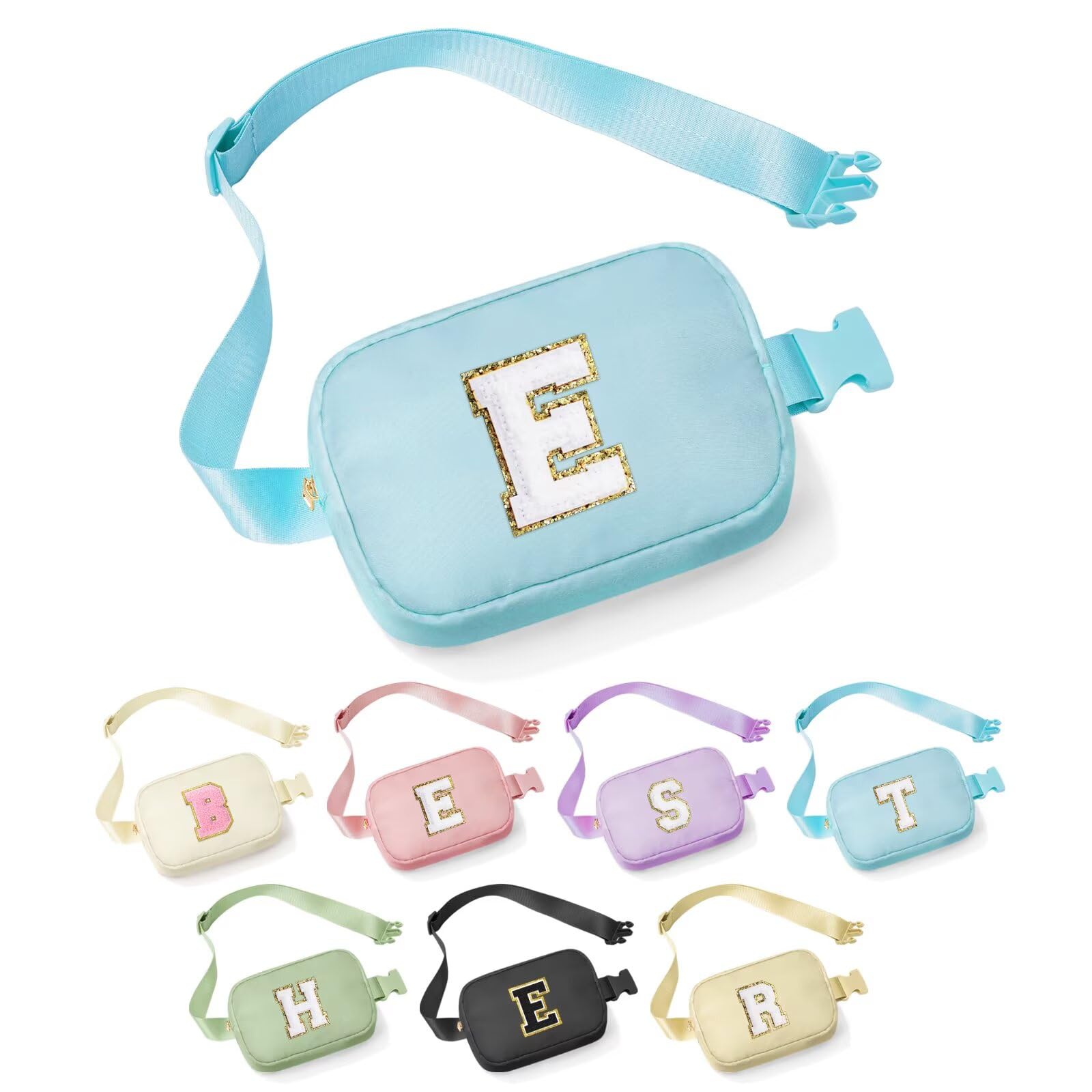 YOOLIFE Sisters Gifts - Pink Initial Crossbody Bag Belt Bag for Sister