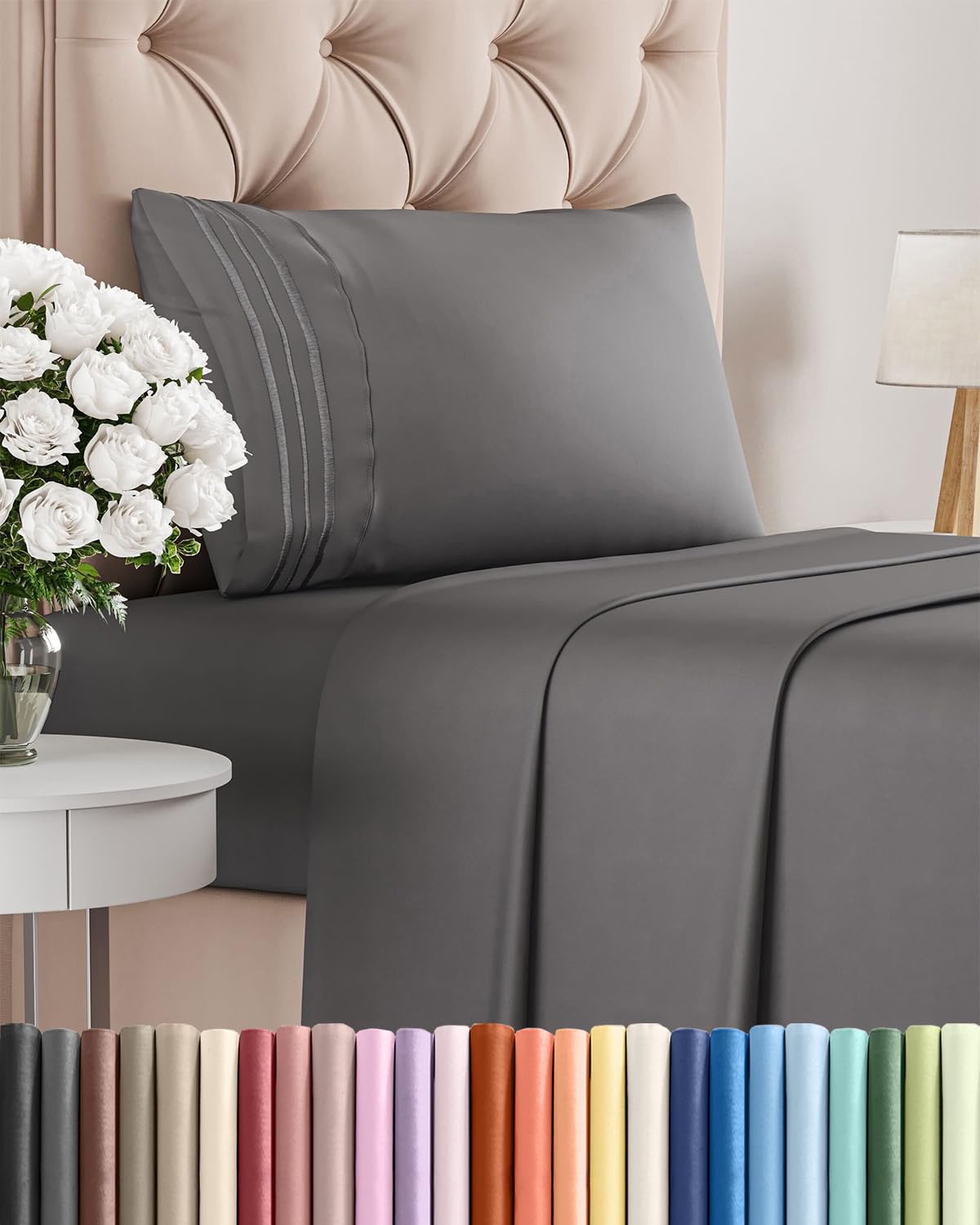 Queen Size 4 Piece Sheet Set - Comfy Breathable & Cooling Sheets - Hotel Luxury Bed Sheets for Women & Men - Deep Pockets, Easy-Fit, Extra Soft and Wrinkle Free Sheets - White Oeko-Tex Bed Sheet Set