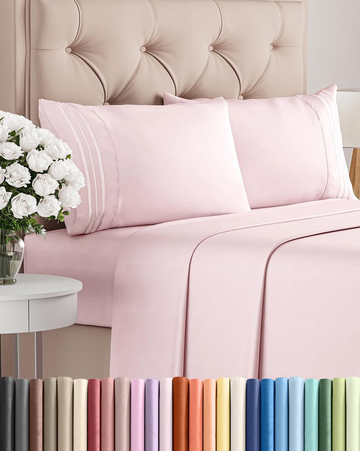 Queen Size 4 Piece Sheet Set - Comfy Breathable & Cooling Sheets - Hotel Luxury Bed Sheets for Women & Men - Deep Pockets, Easy-Fit, Extra Soft and Wrinkle Free Sheets - White Oeko-Tex Bed Sheet Set