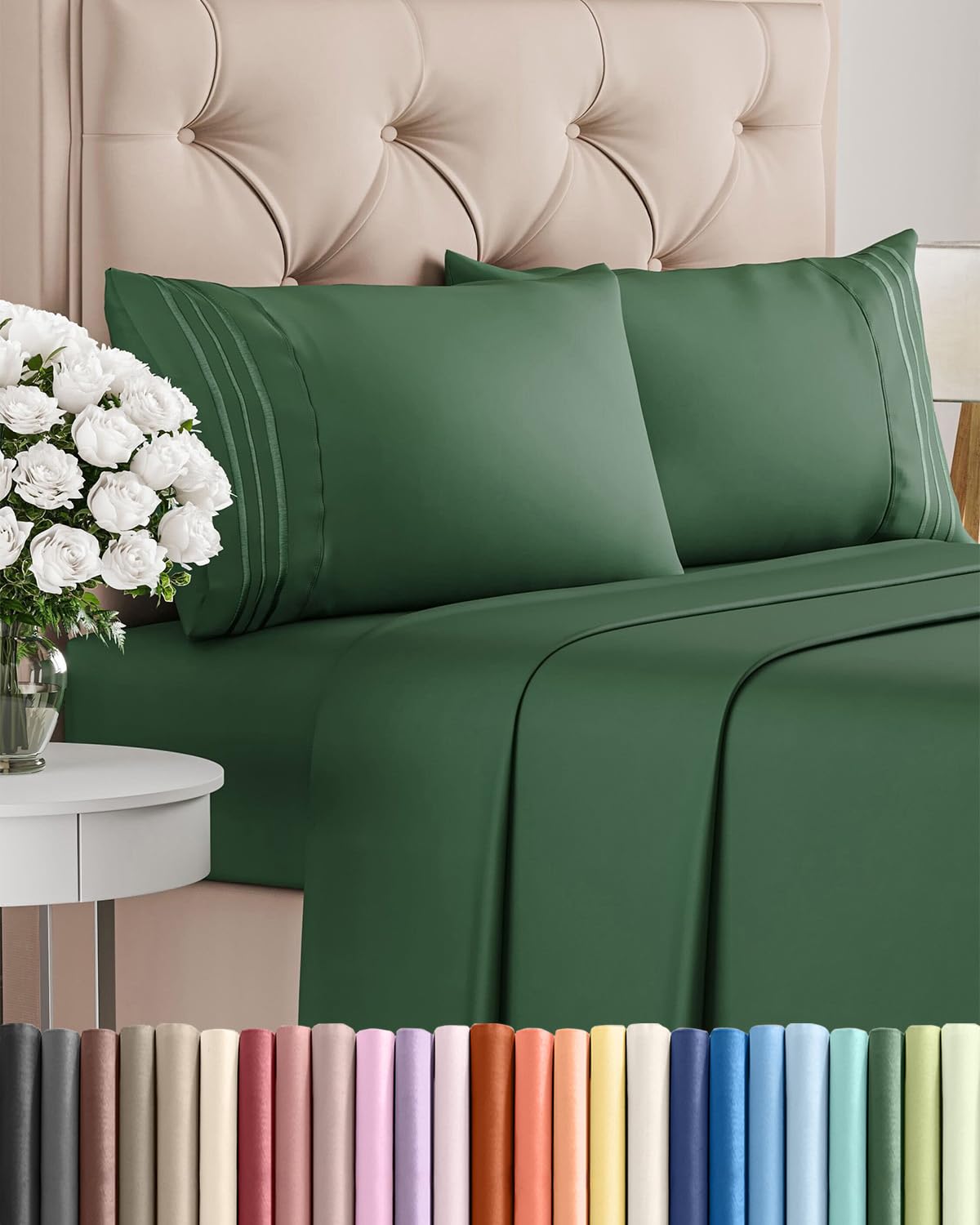 Queen Size 4 Piece Sheet Set - Comfy Breathable & Cooling Sheets - Hotel Luxury Bed Sheets for Women & Men - Deep Pockets, Easy-Fit, Extra Soft and Wrinkle Free Sheets - White Oeko-Tex Bed Sheet Set