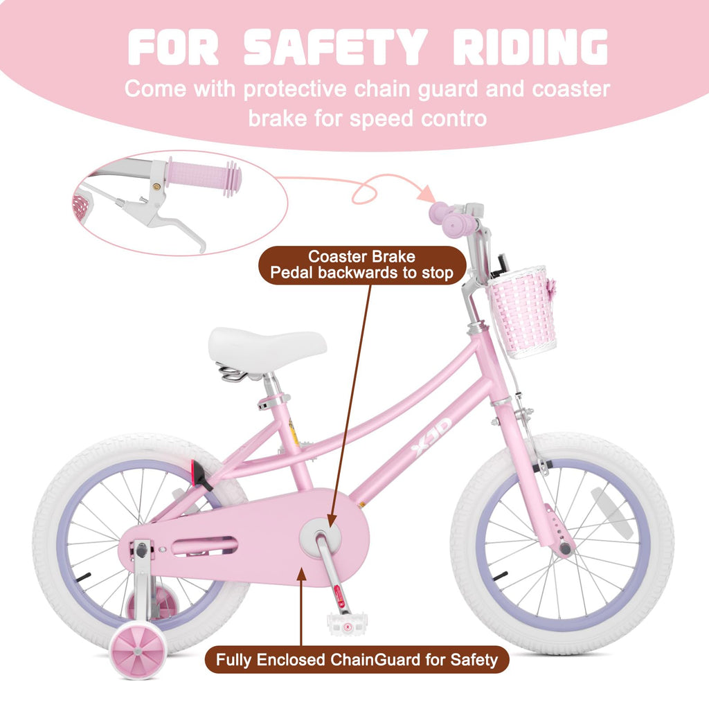 XJD Girls Bike for 2-12 Years Old Kids 12 14 16 20 Inch Toddler Bike,Retro Style Kids Bike with Training Wheels, 20 Inch Girl Bicycle with Kickstand