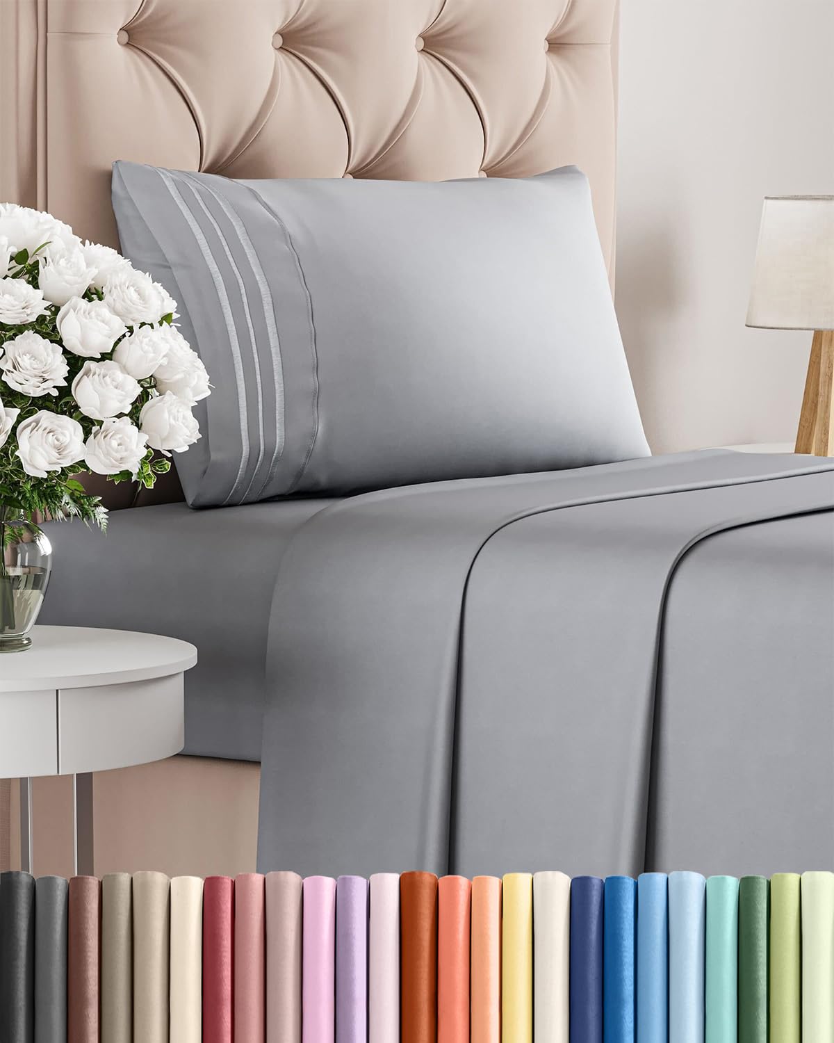 Queen Size 4 Piece Sheet Set - Comfy Breathable & Cooling Sheets - Hotel Luxury Bed Sheets for Women & Men - Deep Pockets, Easy-Fit, Extra Soft and Wrinkle Free Sheets - White Oeko-Tex Bed Sheet Set