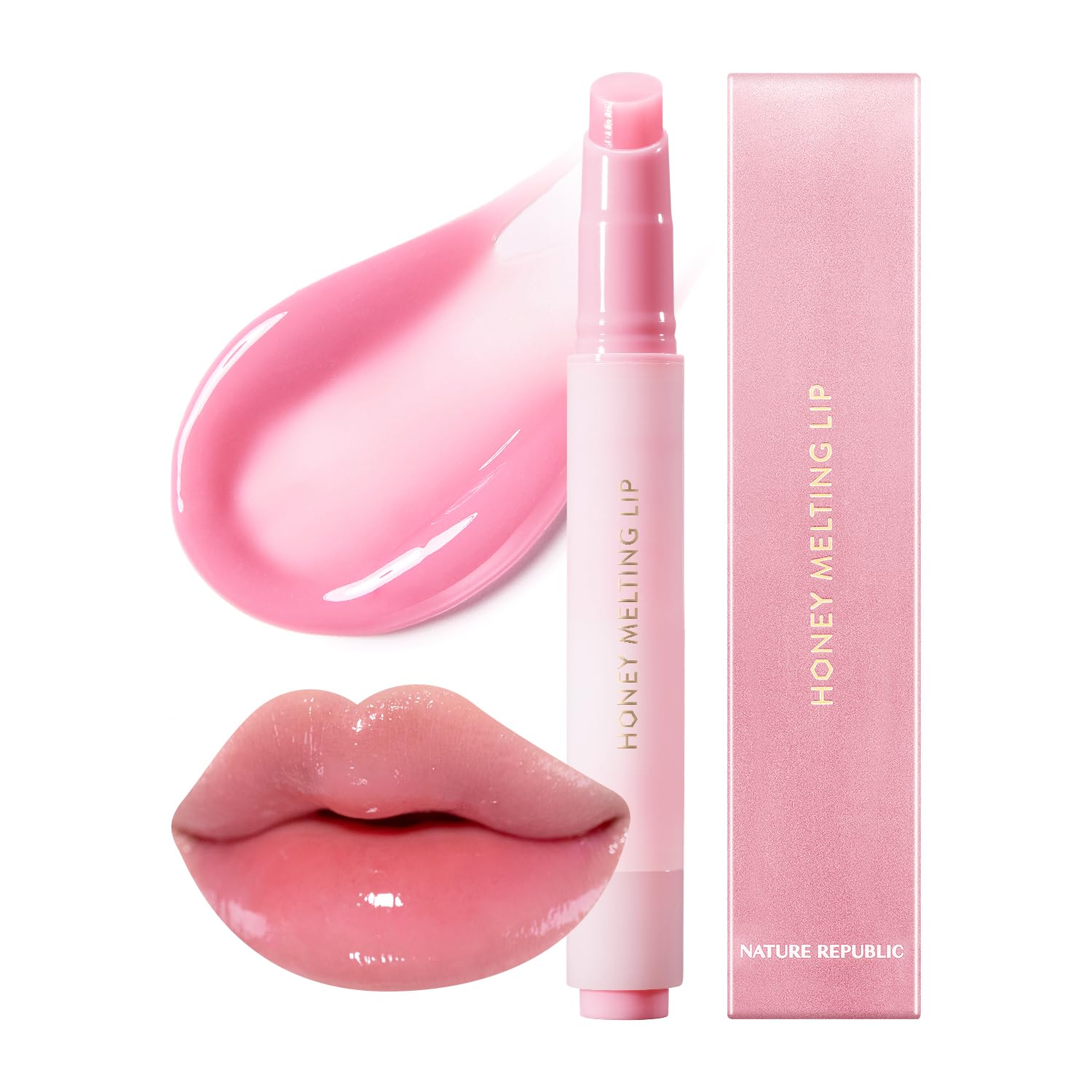 Nature Republic HONEY MELTING LIP (02 FIG) SOFT LIP STICK, Hydrating Gloss, Moisturizing balms, Sheer tint, Shine & Nude, Glowy Finish, korean make up