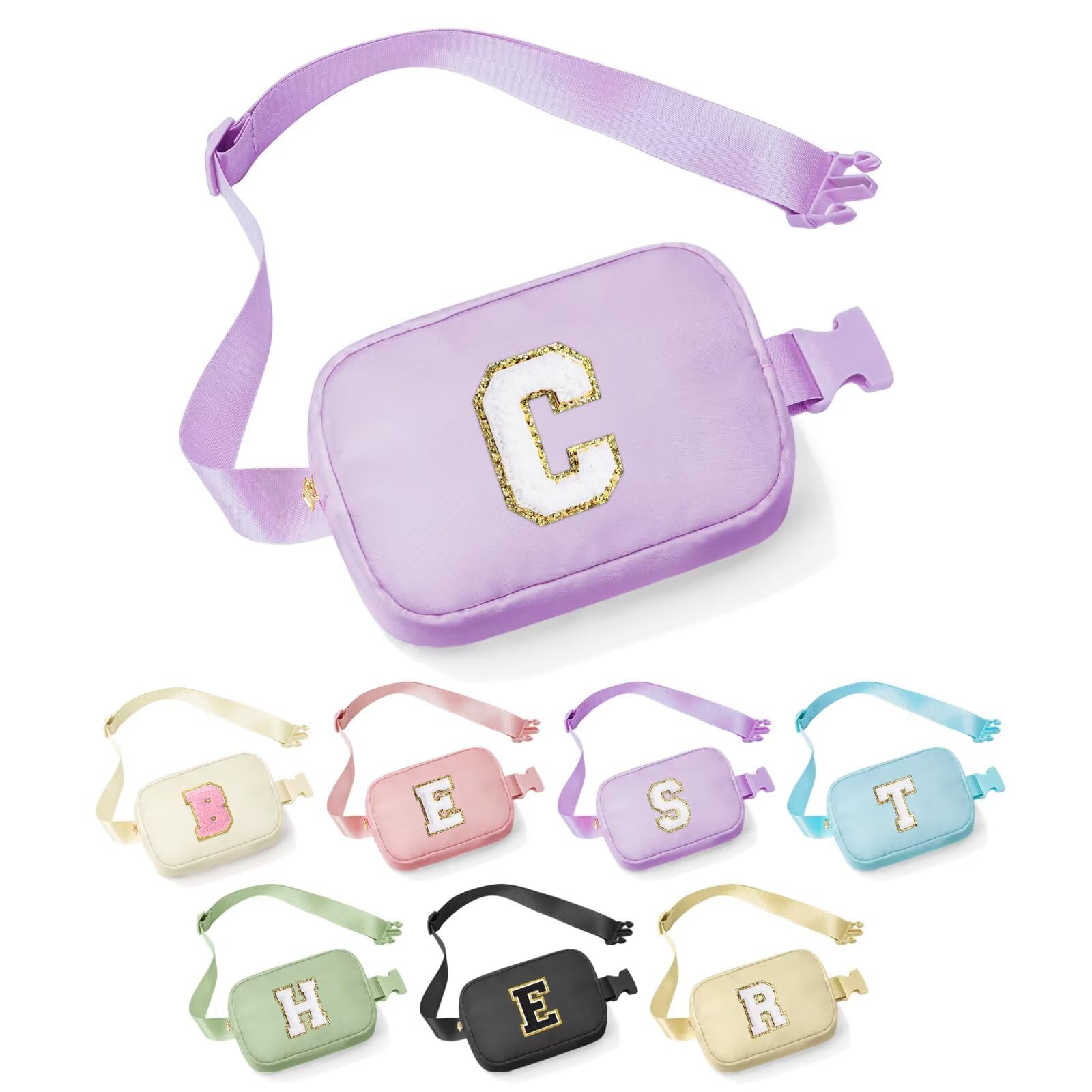 YOOLIFE Sisters Gifts - Pink Initial Crossbody Bag Belt Bag for Sister