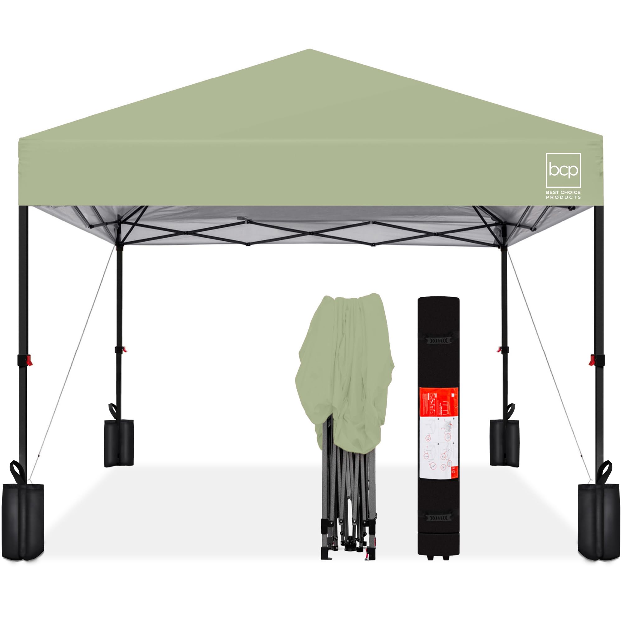 Best Choice Products 10x10ft Pop Up Canopy Tent with Sidewall, 1 Person 1 Minute Set Up, Carry Case, 4 Weight Bags - Pink/White