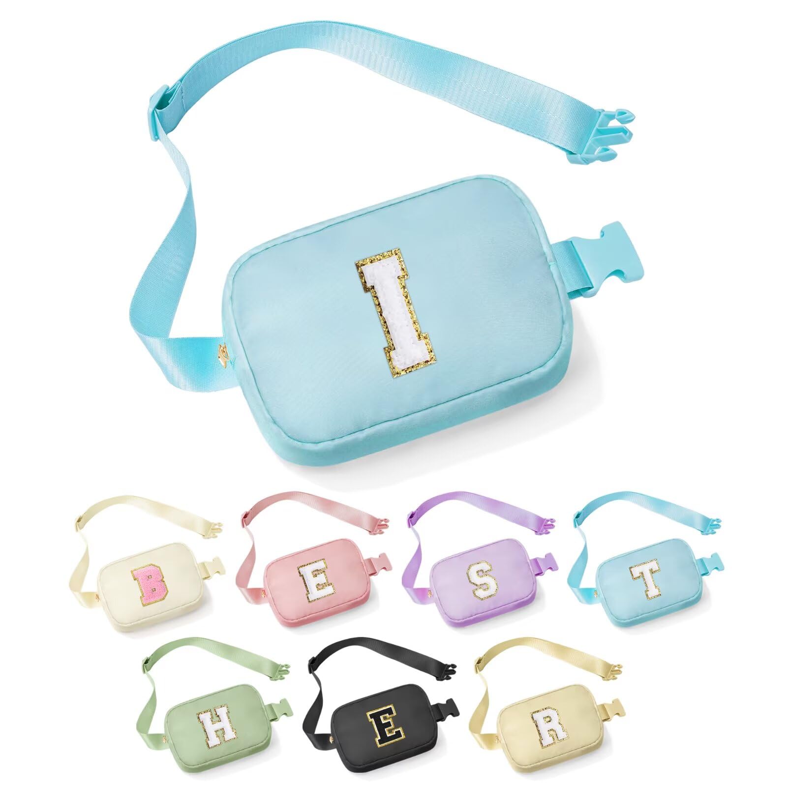 YOOLIFE Sisters Gifts - Pink Initial Crossbody Bag Belt Bag for Sister