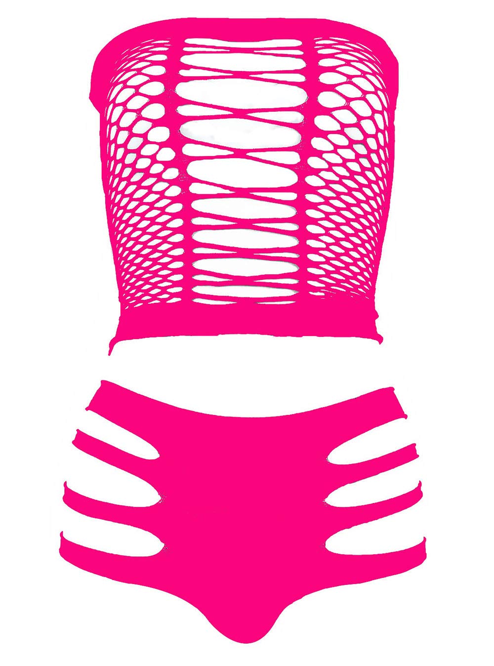 LEMON GIRL Women's Lingerie Fishnet BabyDoll Bodysuit Mini Dress Set One Size