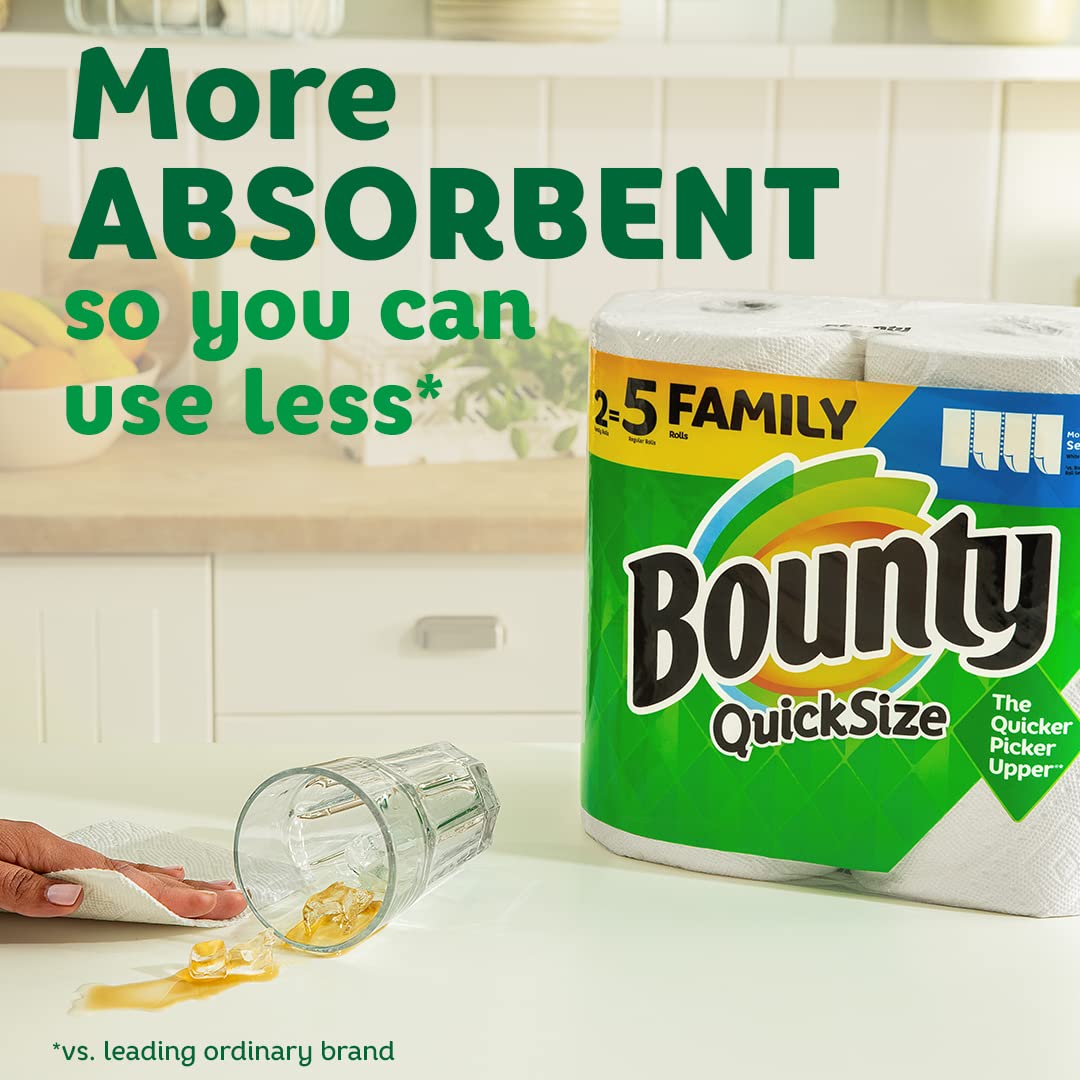 Bounty Quick Size Paper Towels, White, 8 Family Rolls
