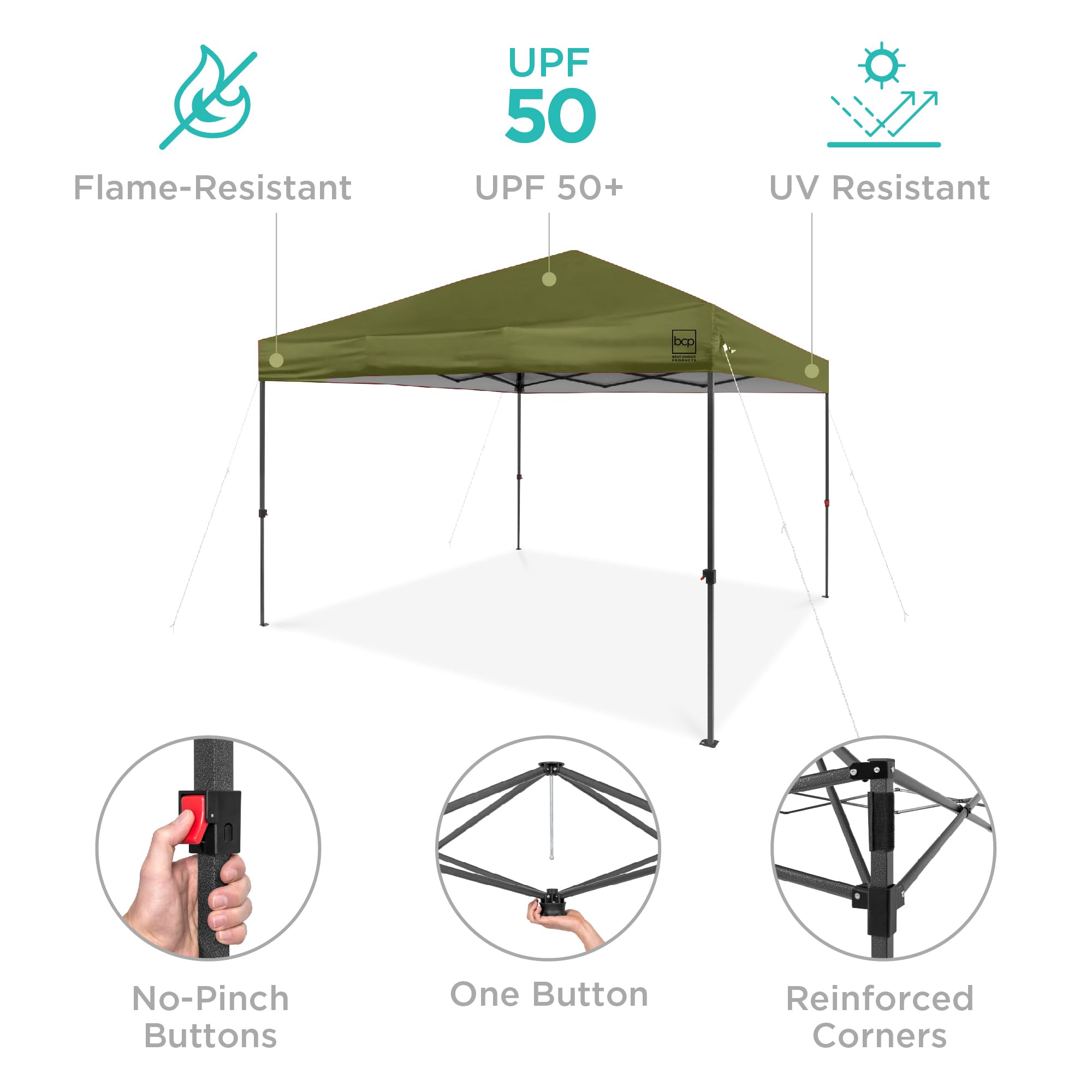 Best Choice Products 10x10ft Pop Up Canopy Tent with Sidewall, 1 Person 1 Minute Set Up, Carry Case, 4 Weight Bags - Pink/White