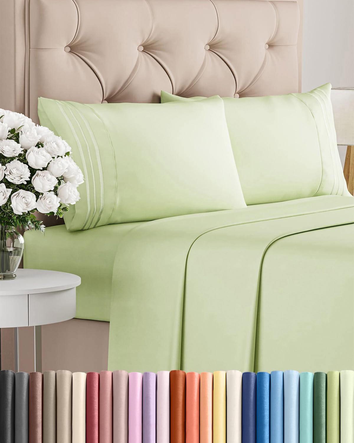 Queen Size 4 Piece Sheet Set - Comfy Breathable & Cooling Sheets - Hotel Luxury Bed Sheets for Women & Men - Deep Pockets, Easy-Fit, Extra Soft and Wrinkle Free Sheets - White Oeko-Tex Bed Sheet Set