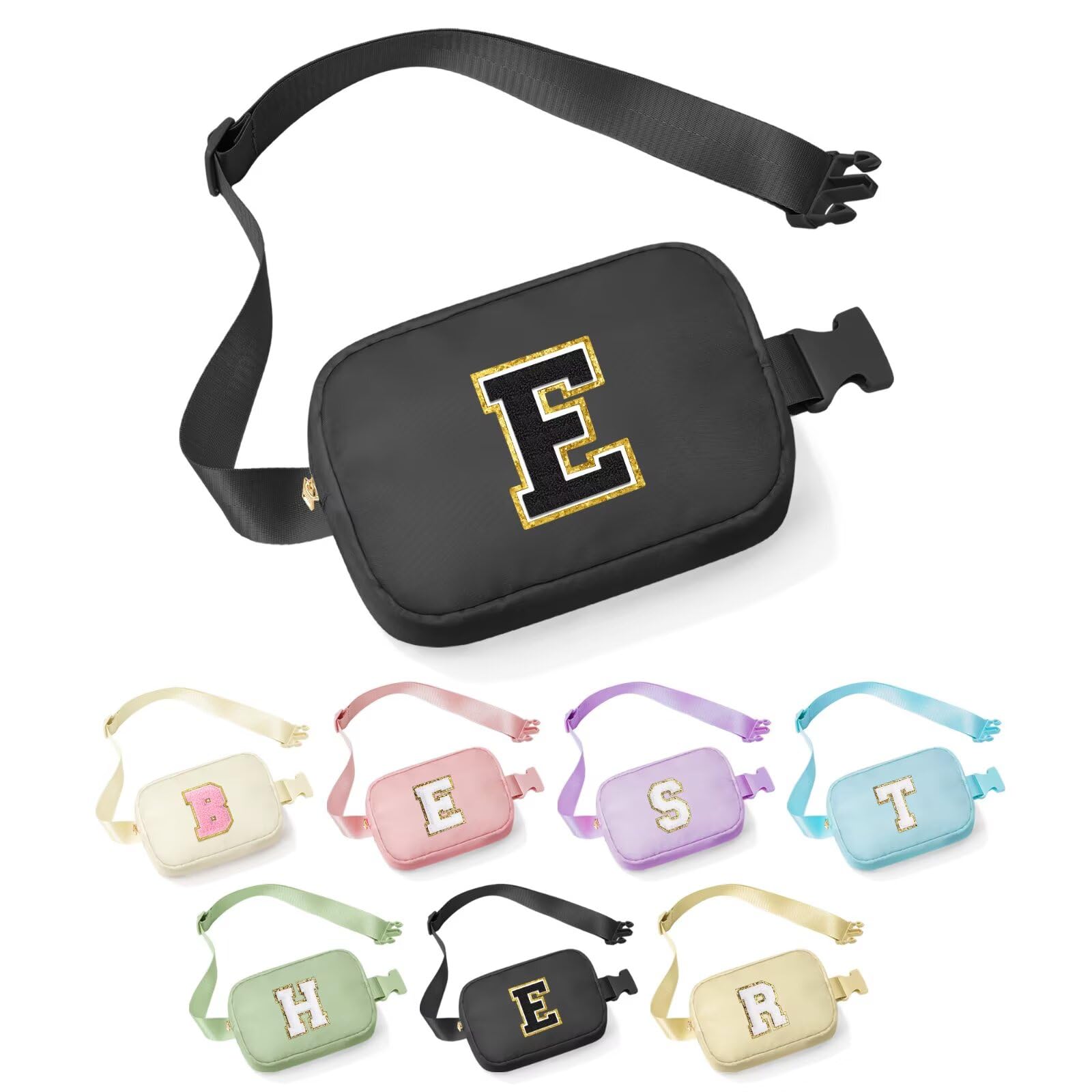 YOOLIFE Sisters Gifts - Pink Initial Crossbody Bag Belt Bag for Sister