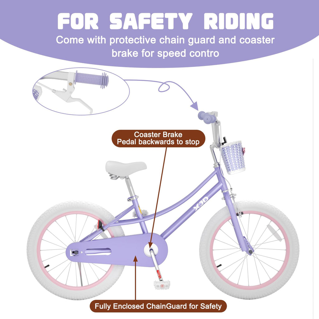 XJD Girls Bike for 2-12 Years Old Kids 12 14 16 20 Inch Toddler Bike,Retro Style Kids Bike with Training Wheels, 20 Inch Girl Bicycle with Kickstand