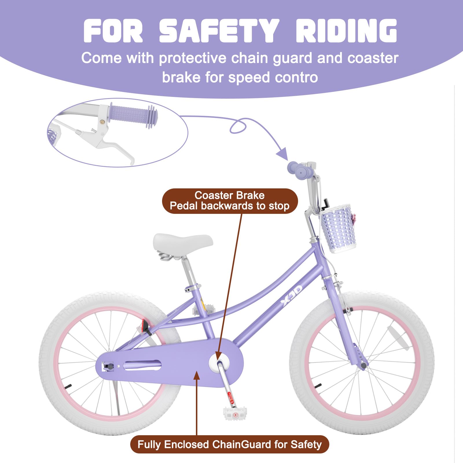 XJD Girls Bike for 2-12 Years Old Kids 12 14 16 20 Inch Toddler Bike,Retro Style Kids Bike with Training Wheels, 20 Inch Girl Bicycle with Kickstand