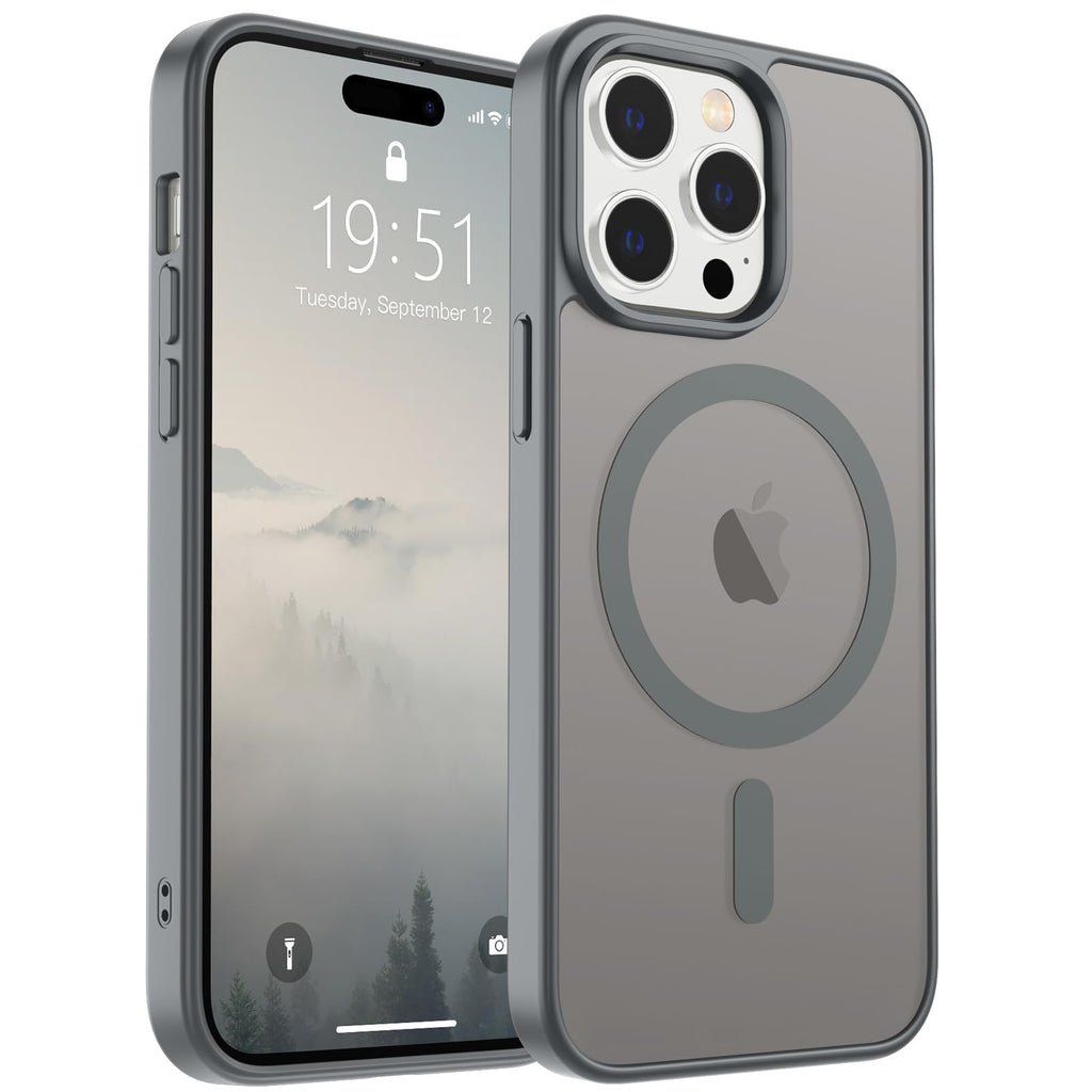 SUPFINE Magnetic for iPhone 17 Pro Max Case (Compatible with MagSafe)(Military Grade Drop Protection) Translucent Matte Shockproof with Anti-Fingerprint Phone Cover, Black